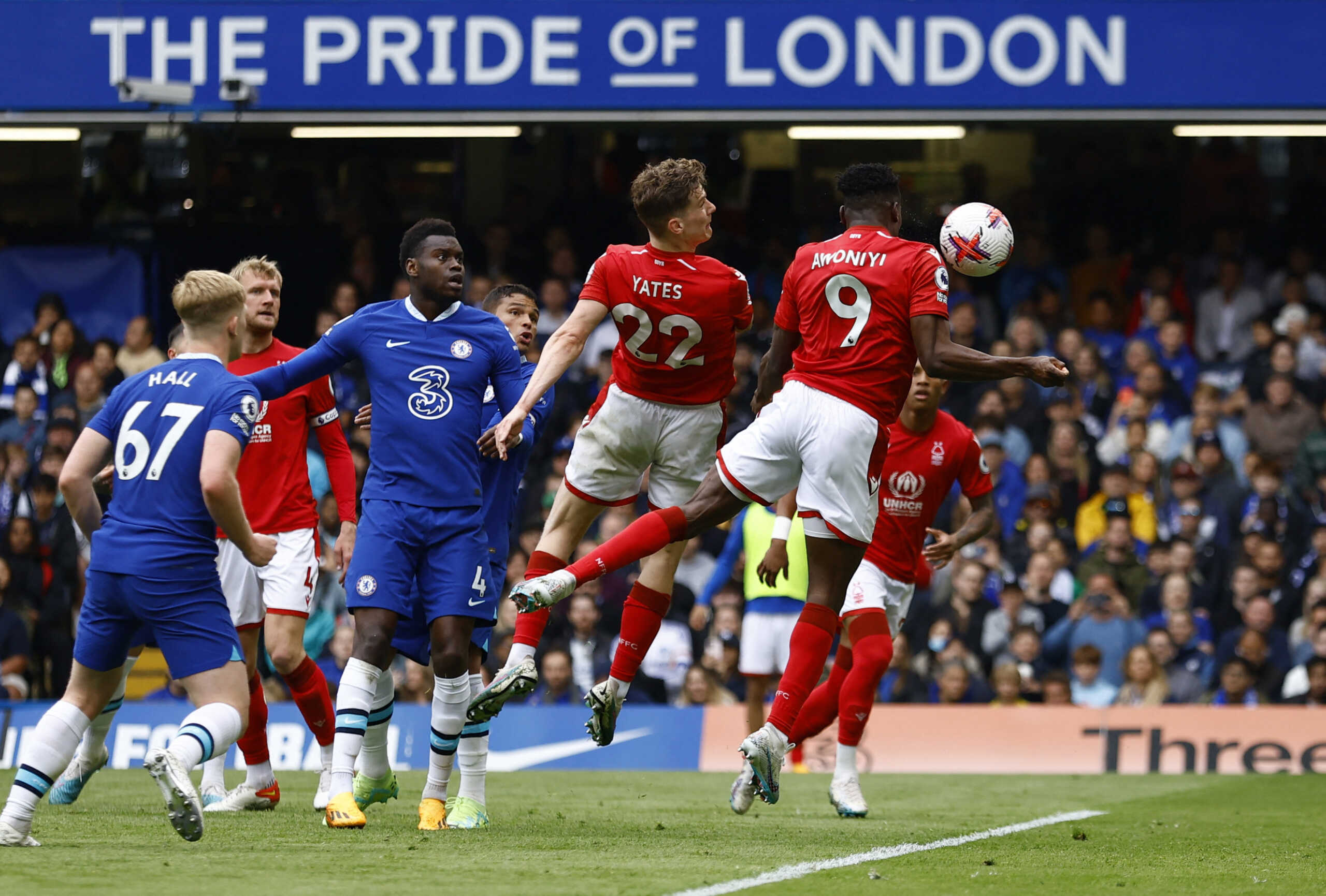 Soccer Football - Premier League - Chelsea v Nottingham Forest - Stamford Bridge, London, Britain - May 13, 2023 Nottingham Forest's Taiwo Awoniyi scores their second goal Action Images via Reuters