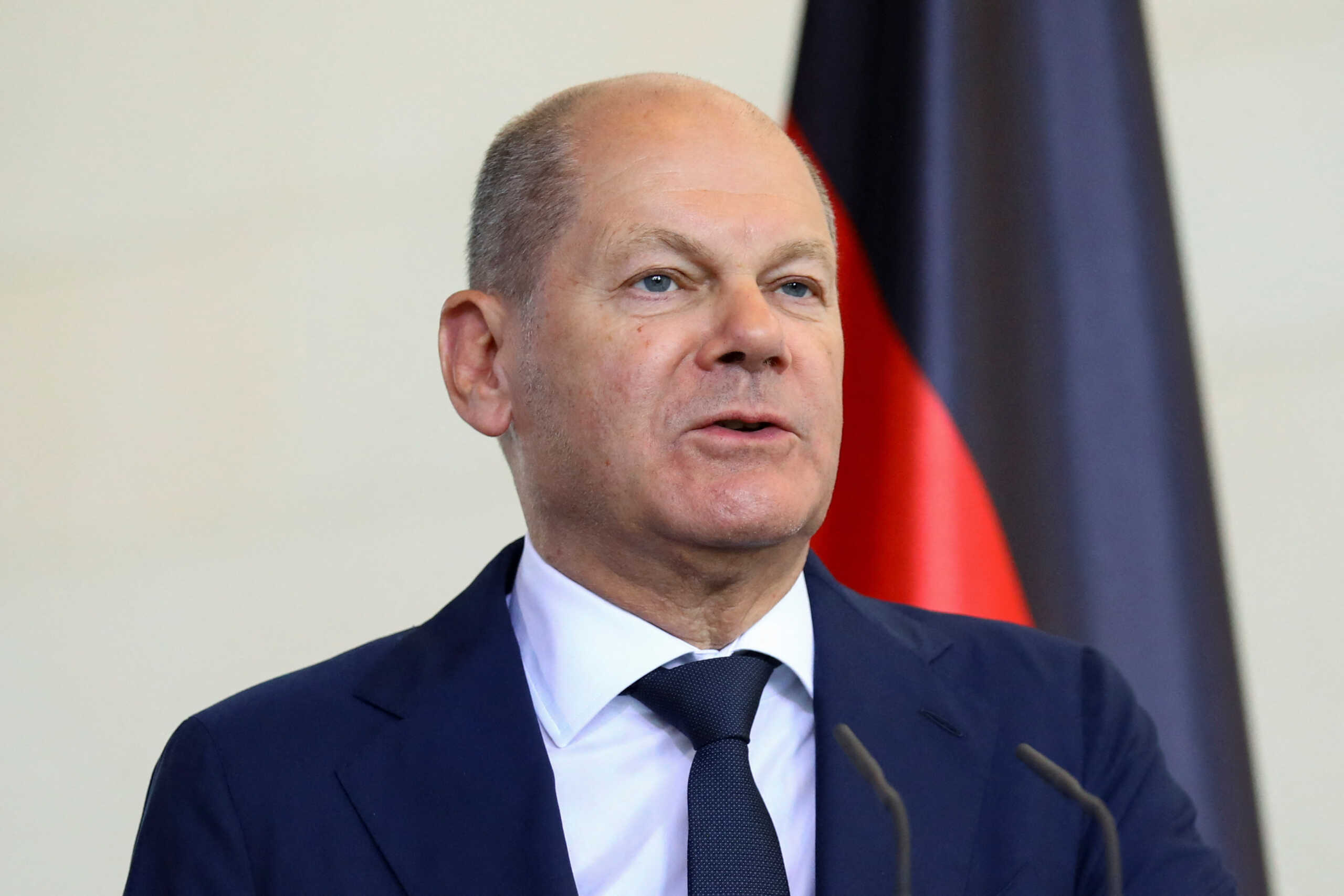 German Chancellor Olaf Scholz attends a press conference at the Chancellery in Berlin, Germany May 25, 2023. REUTERS