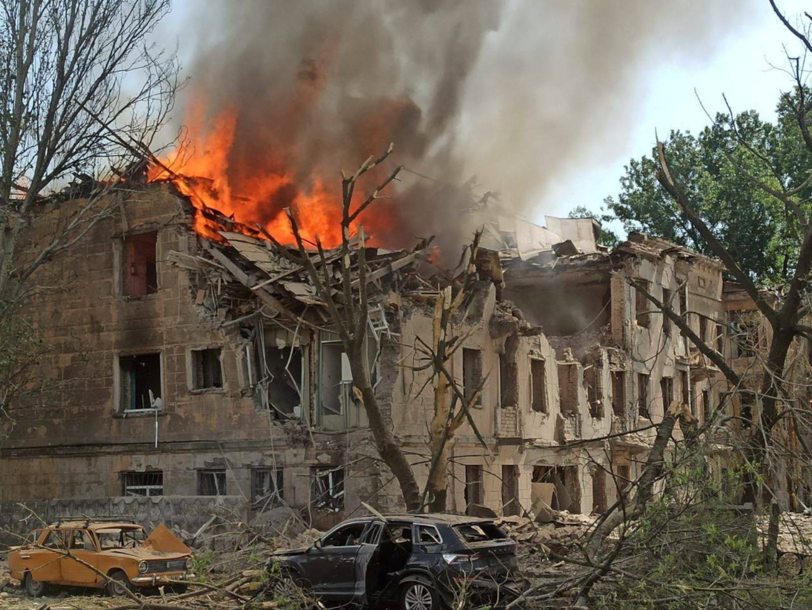 A view shows a clinic heavily destroyed by a Russian missile strike, amid Russia's attack on Ukraine, in Dnipro, Ukraine May 26, 2023. Ukrainian Governor of Dnipropetrovsk Regional Military-Civil Administration Serhii Lysak via Telegram