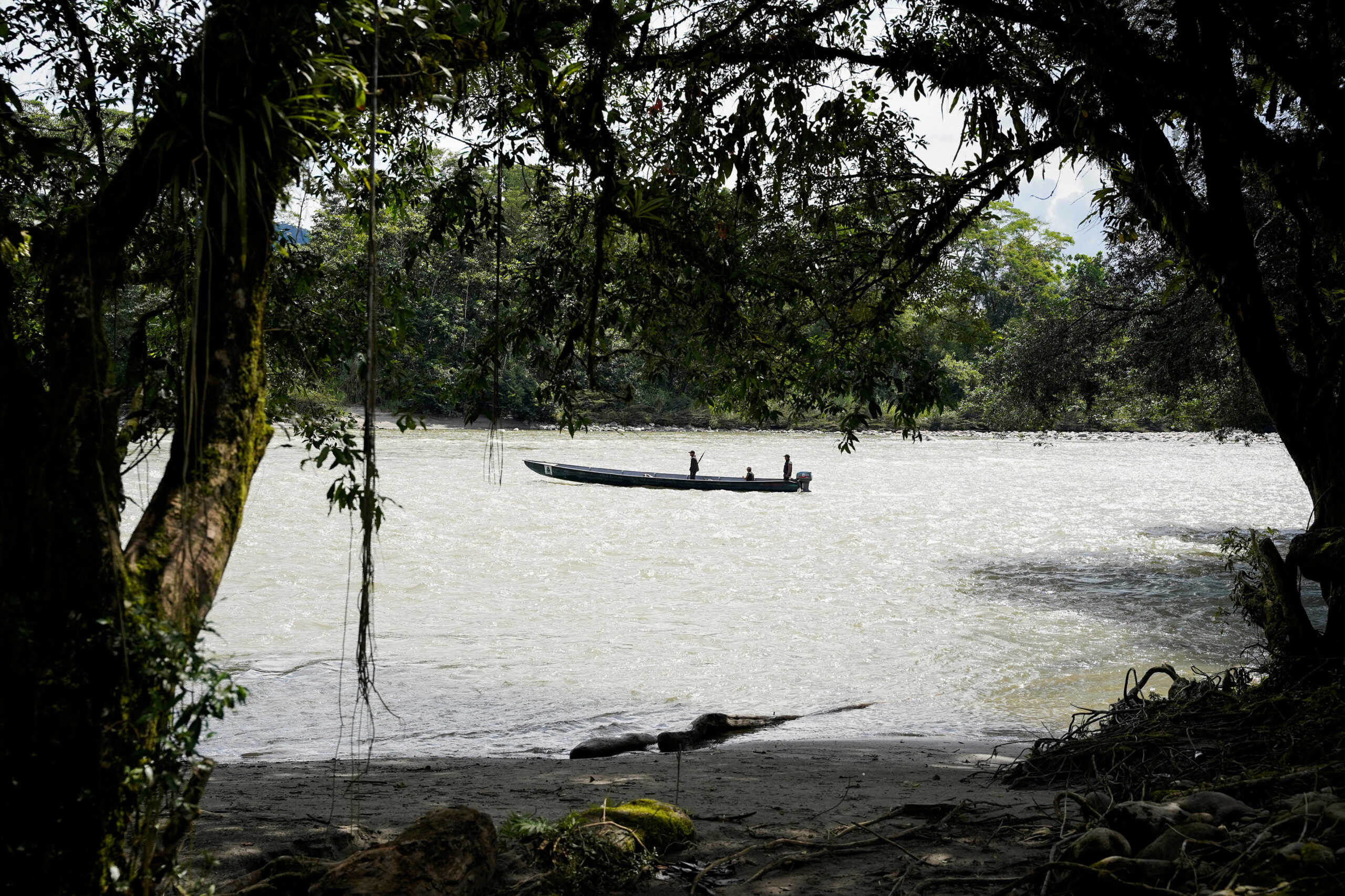 FILE PHOTO: Members of the A'i Cofan community guard patrol the Aguarico River in Ecuador's Amazon. Picture taken March 5, 2022. REUTERS