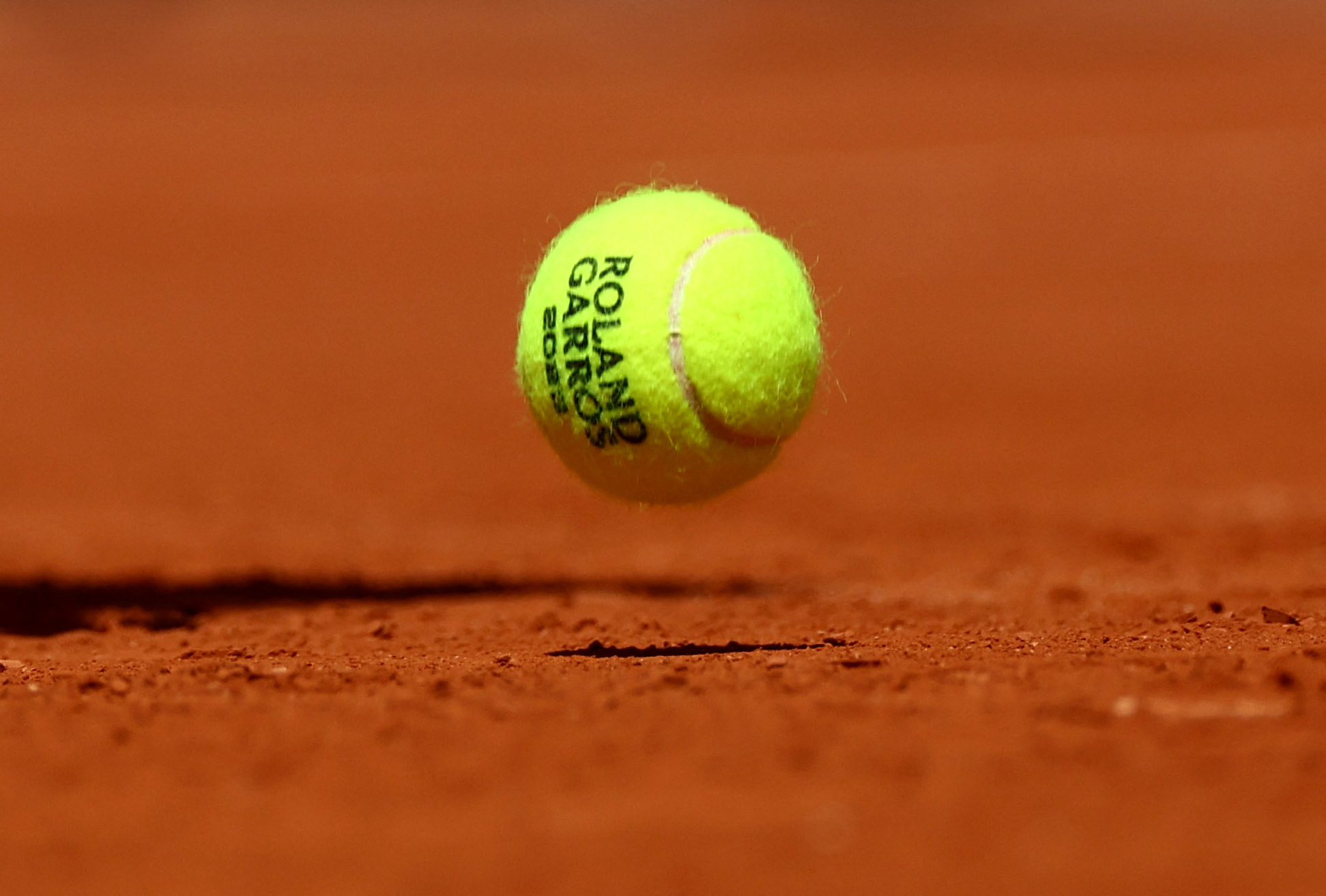 Tennis - French Open - Roland Garros, Paris, France - May 28, 2023 General view of a tennis ball during the first round match between Greece's Stefanos Tsitsipas and Czech Republic's Jiri Vesely REUTERS