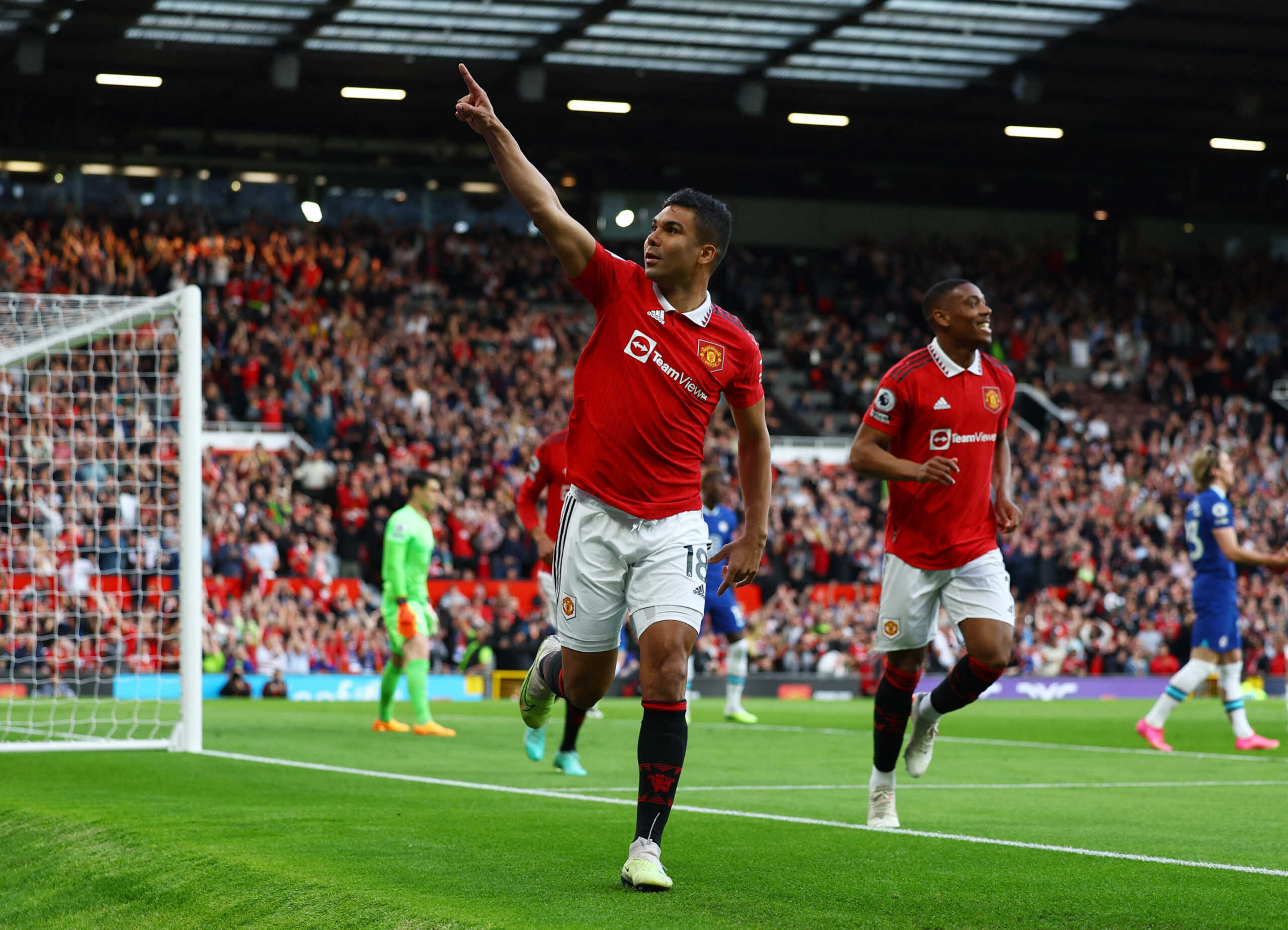 Soccer Football - Premier League - Manchester United v Chelsea - Old Trafford, Manchester, Britain - May 25, 2023 Manchester United's Casemiro celebrates scoring their first goal REUTERS