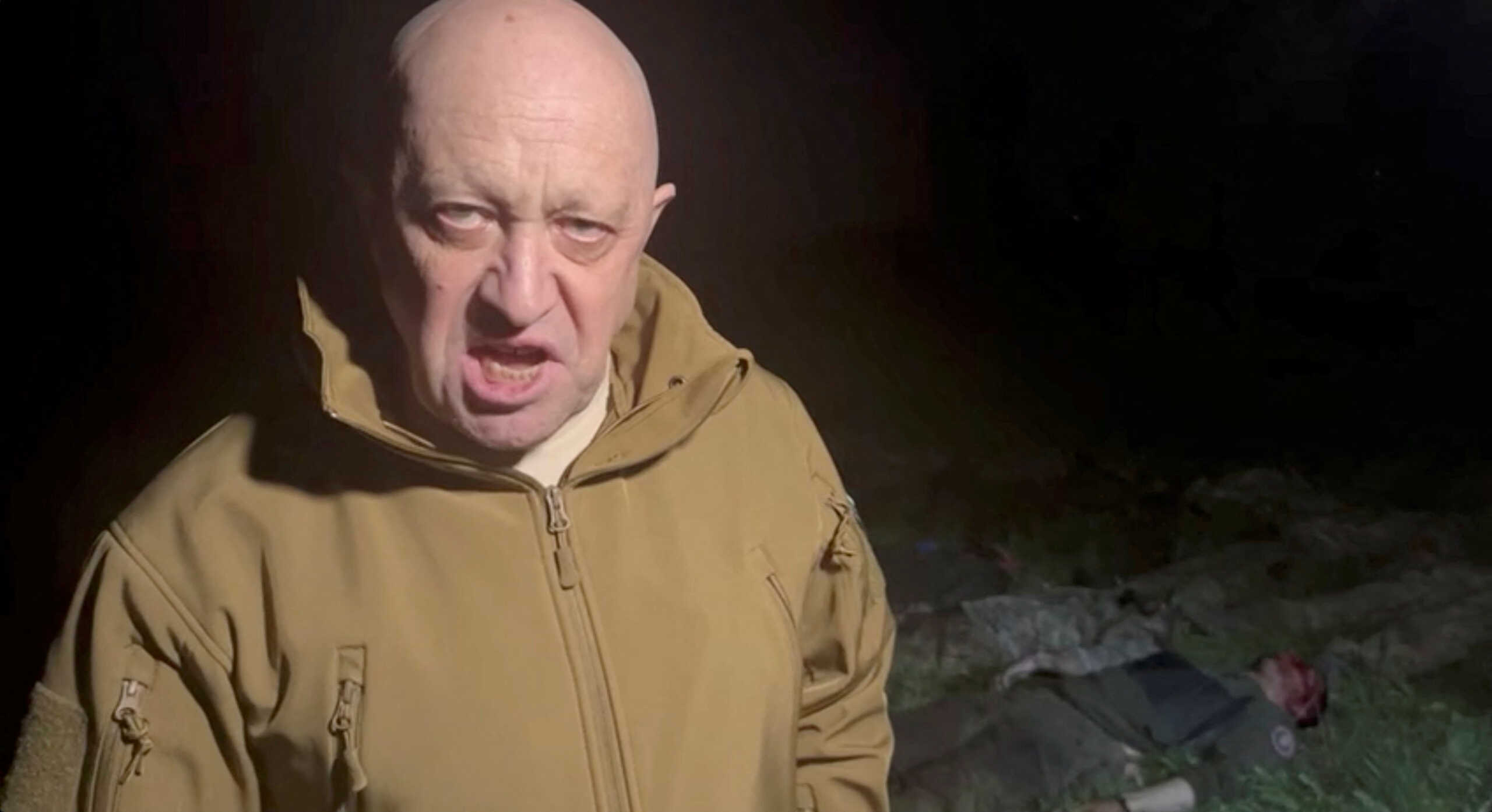 SENSITIVE MATERIAL. THIS IMAGE MAY OFFEND OR DISTURB    Founder of Wagner private mercenary group Yevgeny Prigozhin speaks next to the bodies of what he says are Wagner fighters killed in Russia-Ukraine conflict, in an undisclosed location, in this still image taken from video released May 5, 2023. Press service of "Concord"