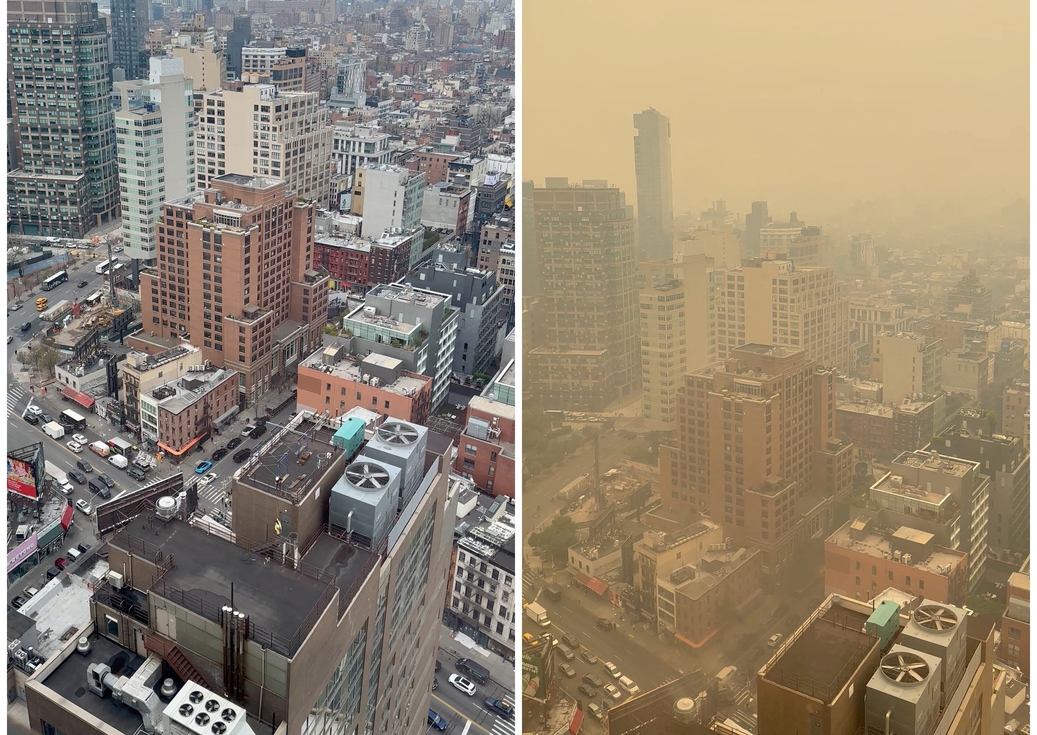 Το «πριν» και το «μετά» στη Νέα Υόρκη από τη μεγάλη φωτιά του Καναδά – Πρωτόγνωρες εικόνες από τον καπνό