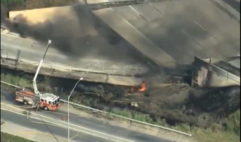 Πύρινη κόλαση μετά από φωτιά σε βυτιοφόρο στη Φιλαδέλφεια – Η έκρηξη προκάλεσε κατάρρευση γέφυρας