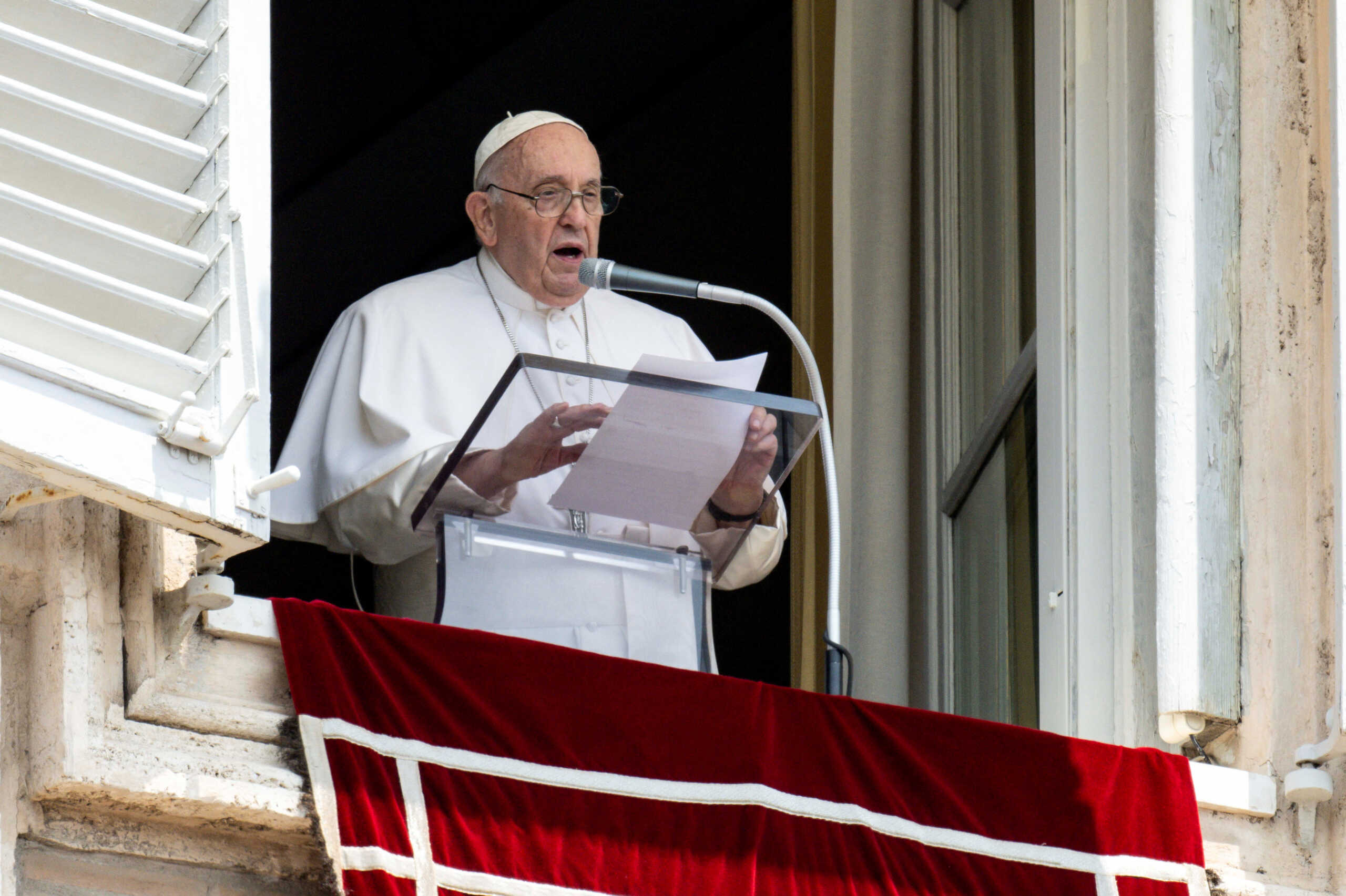 Pope Francis leads the Angelus prayer at Saint Peter's Square, at the Vatican, June 18, 2023. Vatican Media