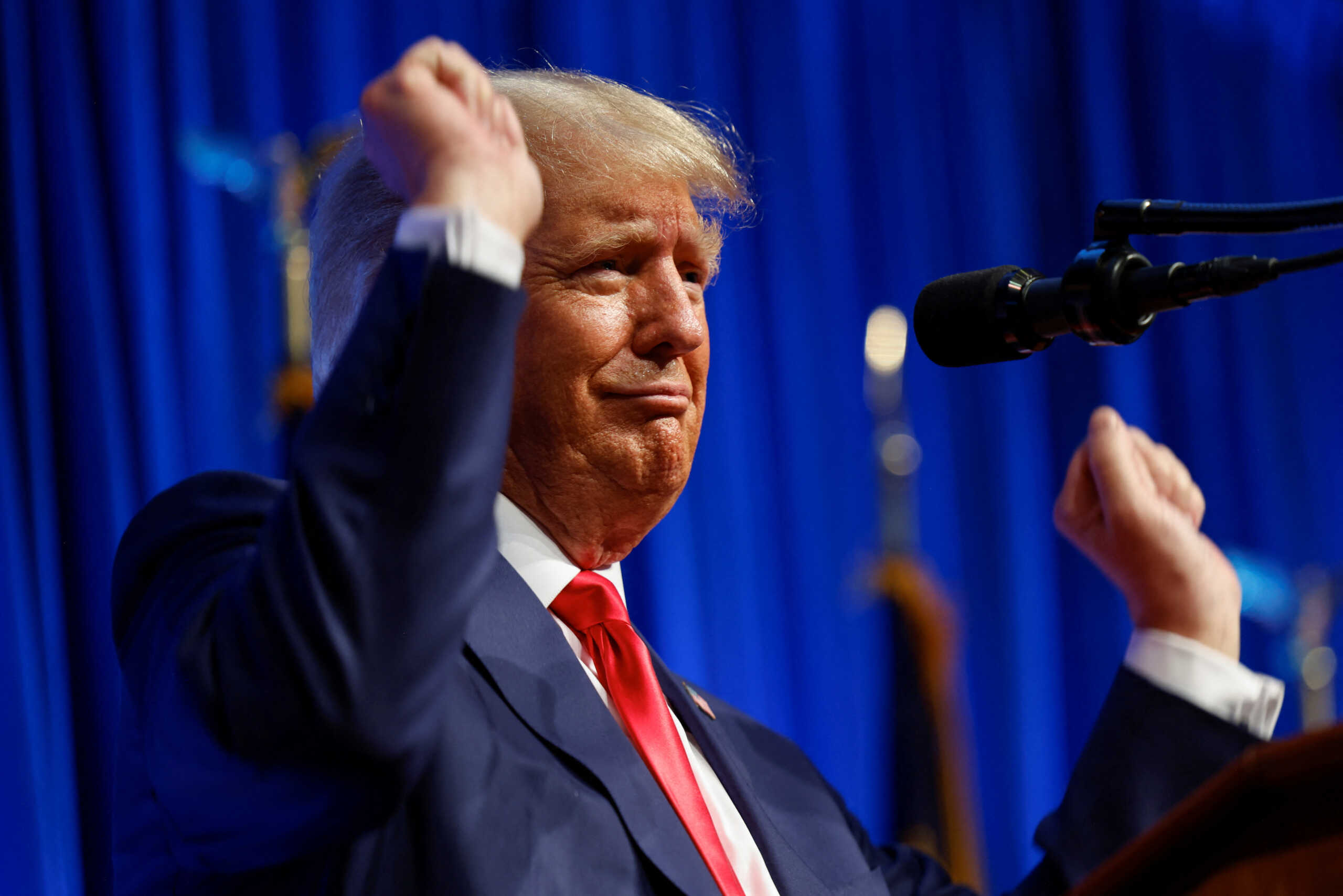 Former U.S. President and Republican presidential candidate Donald Trump gestures as he attends the North Carolina Republican Party convention in Greensboro, North Carolina, U.S. June 10, 2023.  REUTERS