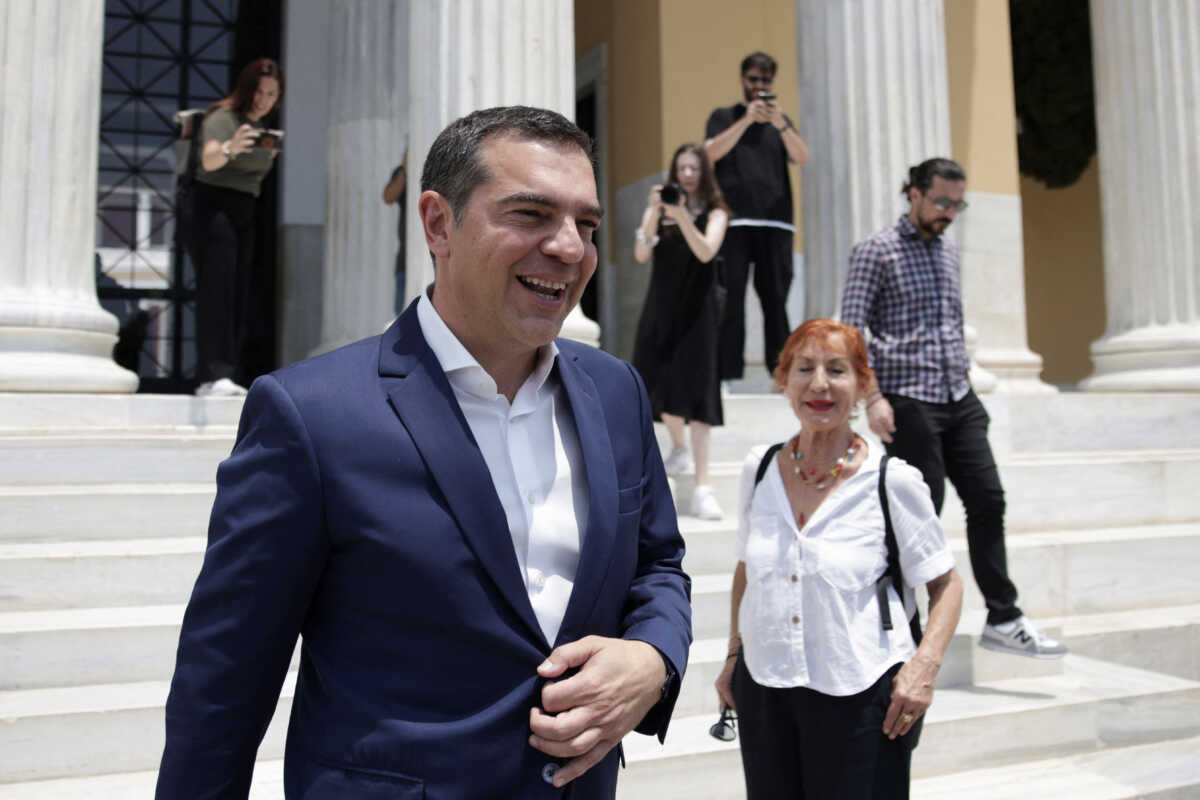 Leftist Syriza party leader Alexis Tsipras leaves after making a statement at the Zappeion Hall in Athens, Greece, June 29, 2023. REUTERS