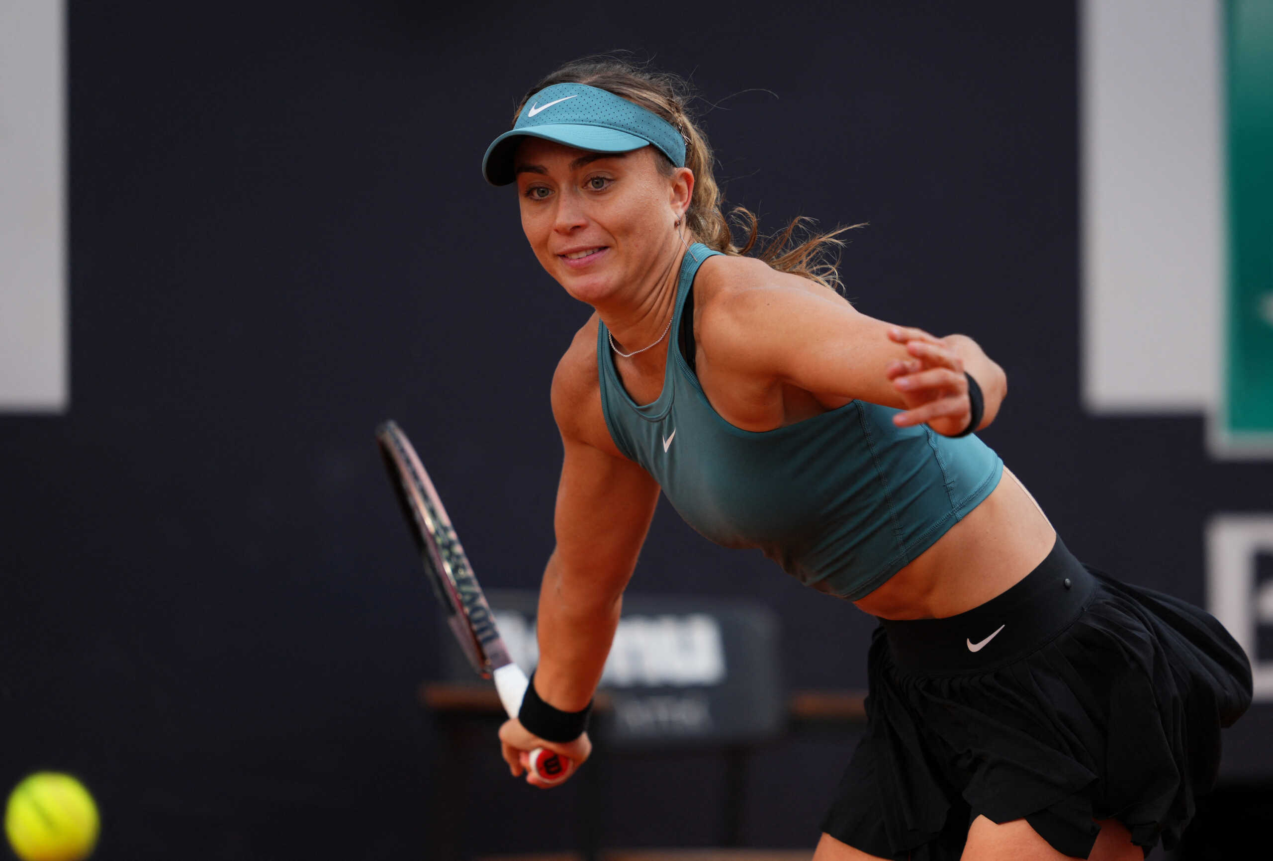 Tennis - Italian Open - Foro Italico, Rome, Italy - May 17, 2023 Spain's Paula Badosa in action during her quarter final match against Latvia's Jelena Ostapenko REUTERS