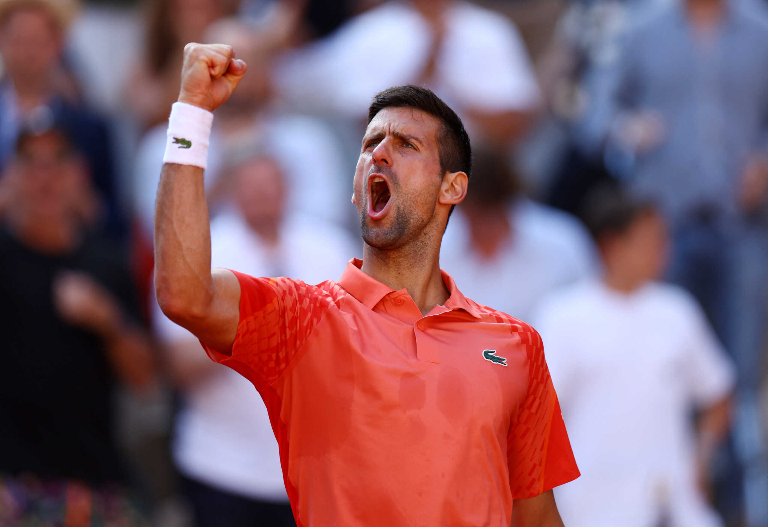 Tennis - French Open - Roland Garros, Paris, France - June 6, 2023 Serbia's Novak Djokovic celebrates winning his quarter final match against Russia's Karen Khachanov REUTERS