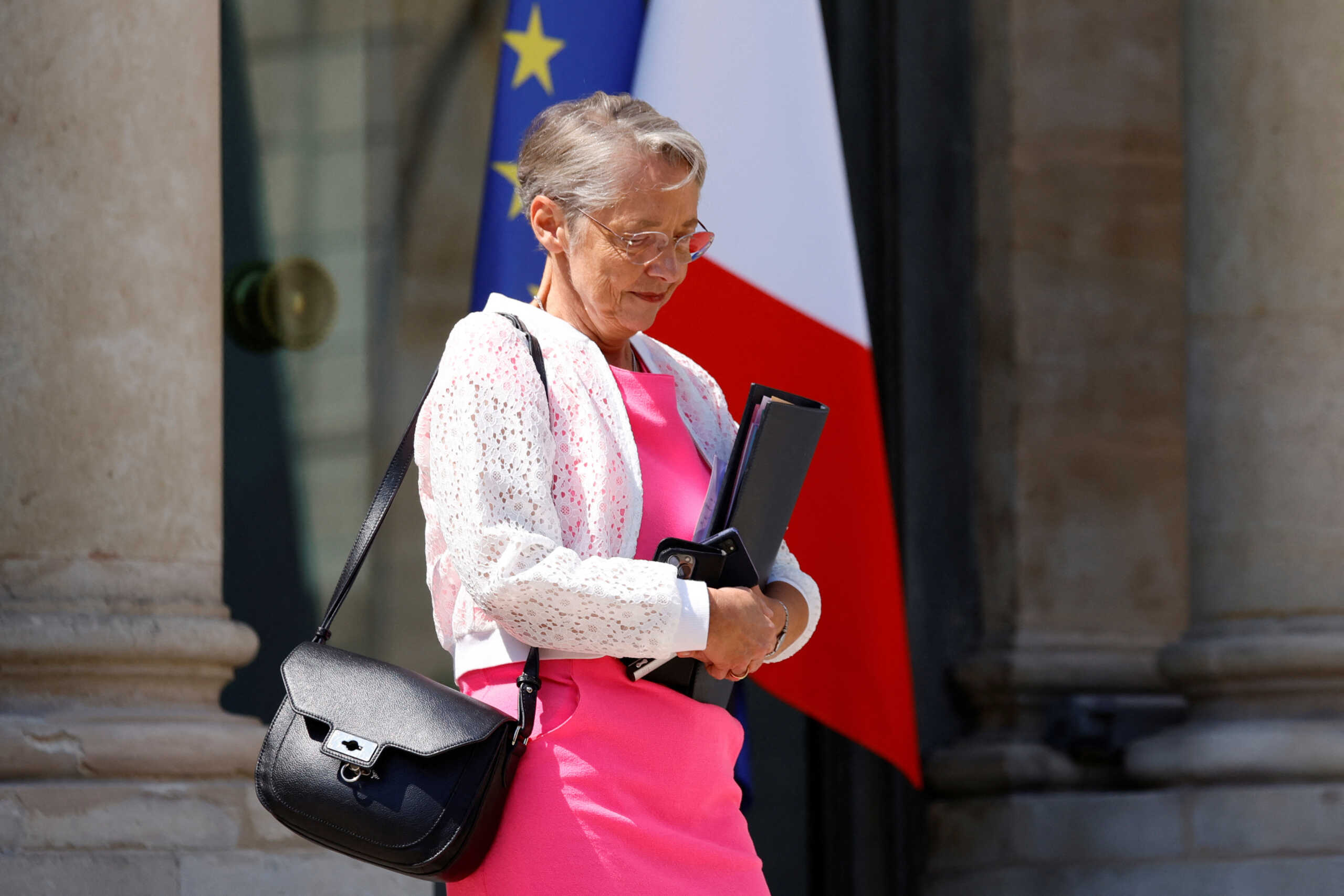 French Prime Minister Elisabeth Borne leaves following the weekly cabinet meeting at the Elysee Palace in Paris, France, June 7, 2023. REUTERS
