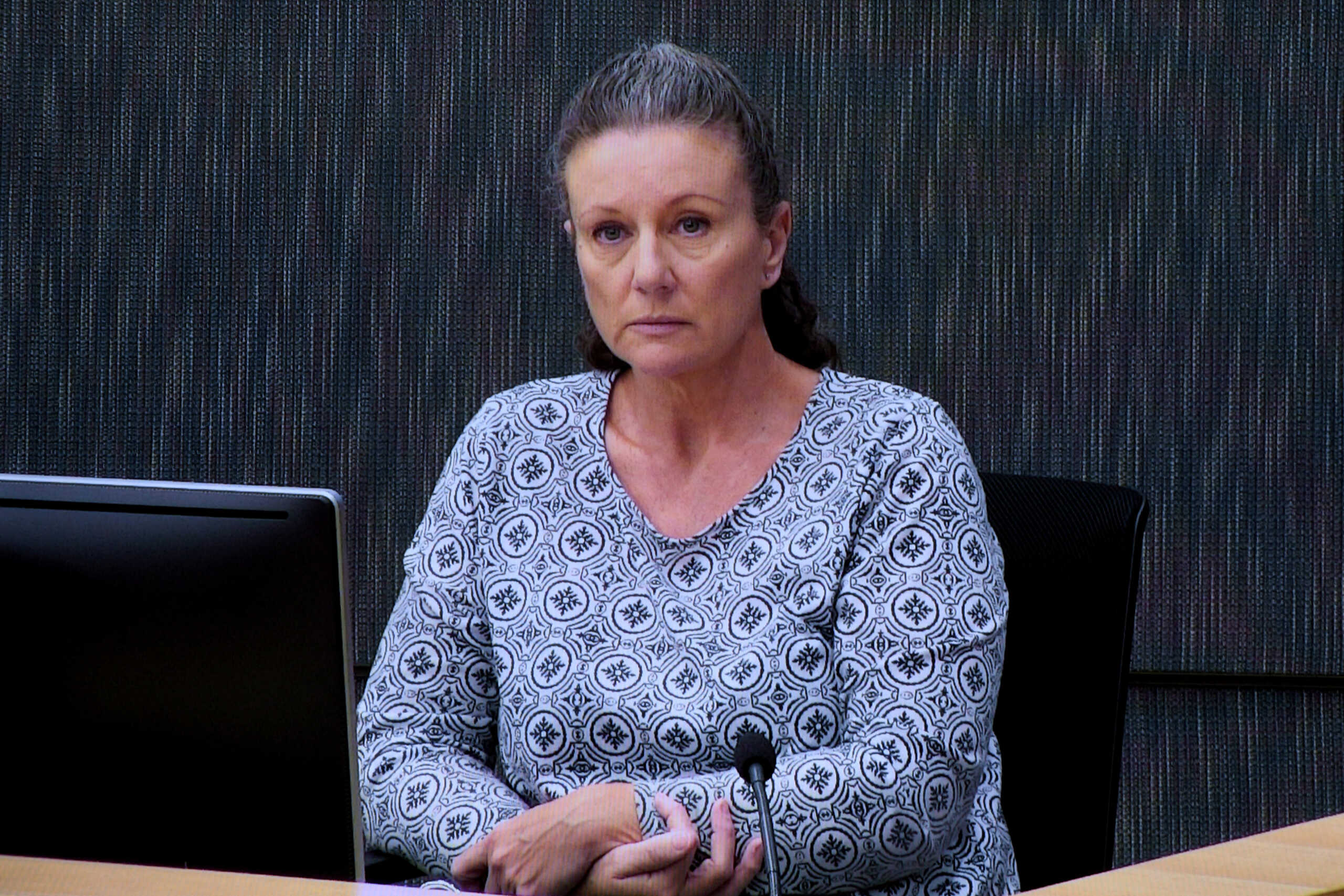 Kathleen Folbigg appears via video link during a convictions inquiry at the NSW Coroners Court, Sydney, May 1, 2019. AAP Image