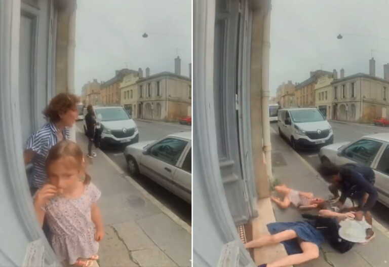 Εικόνες σοκ από την επίθεση άνδρα σε γιαγιά και εγγονή έξω από το σπίτι τους στη Γαλλία