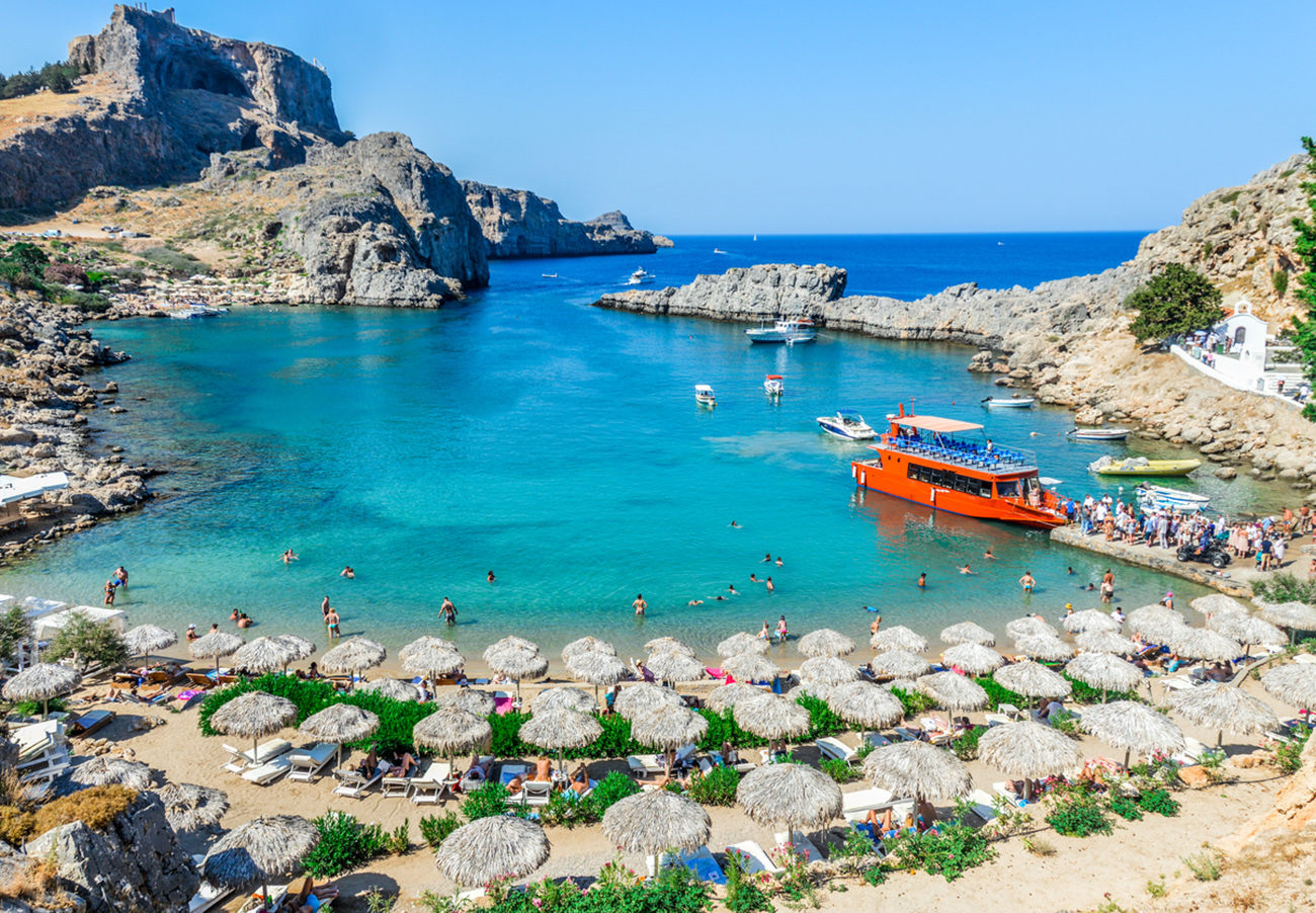 Beautiful St. Paul's Bay in Rhodes, Greece