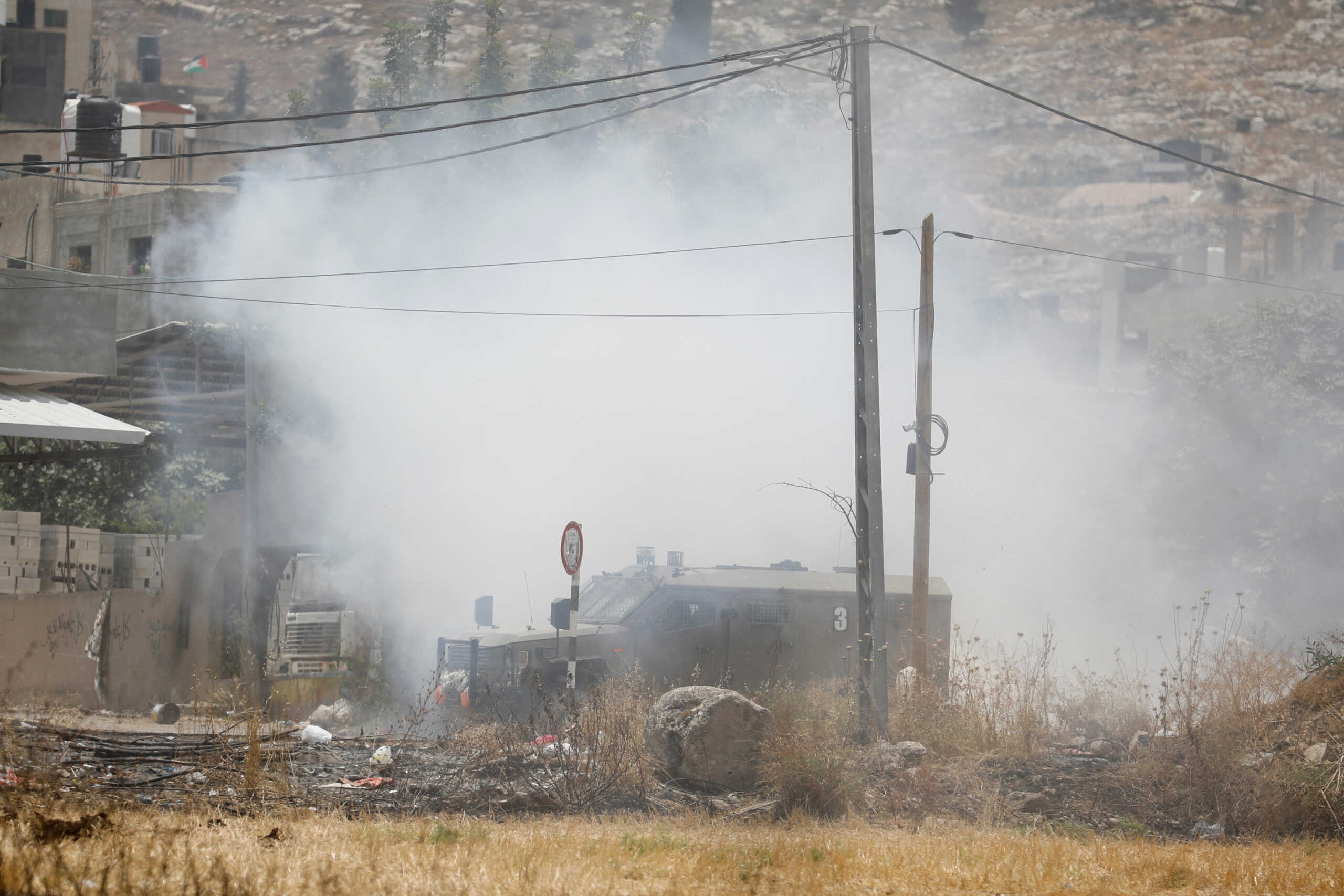 An Israeli military vehicle is seen during a raid in Jenin, in the Israeli-occupied West Bank June 19, 2023. REUTERS