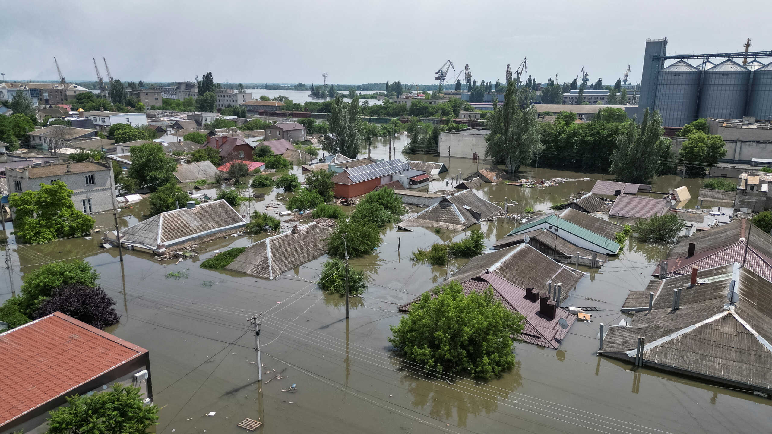 A view shows a flooded area after the Nova Kakhovka dam breached, amid Russia's attack on Ukraine, in Kherson, Ukraine June 7, 2023. REUTERS