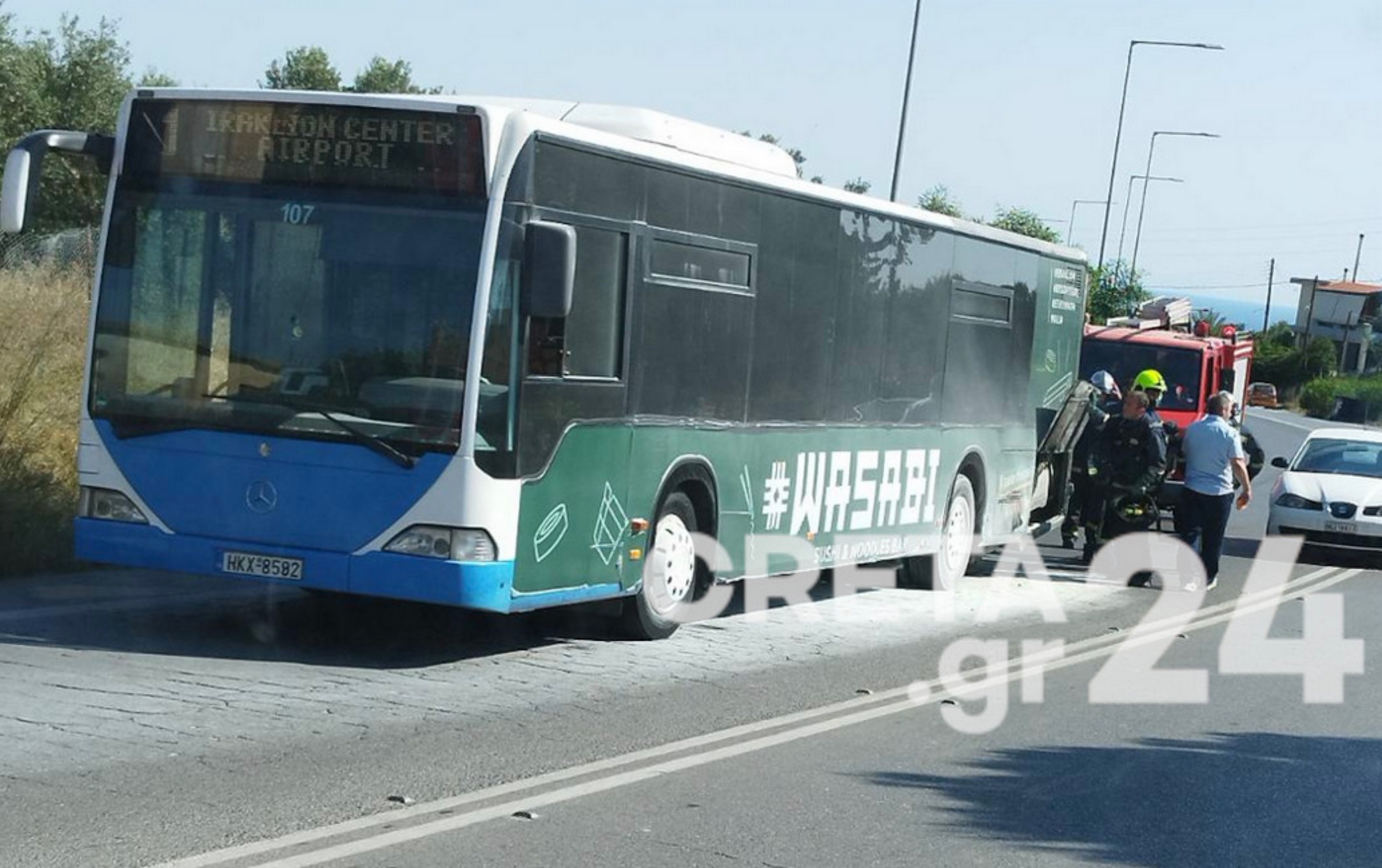 Ηράκλειο: Αναστάτωση από φωτιά σε λεωφορείο του αστικού ΚΤΕΛ