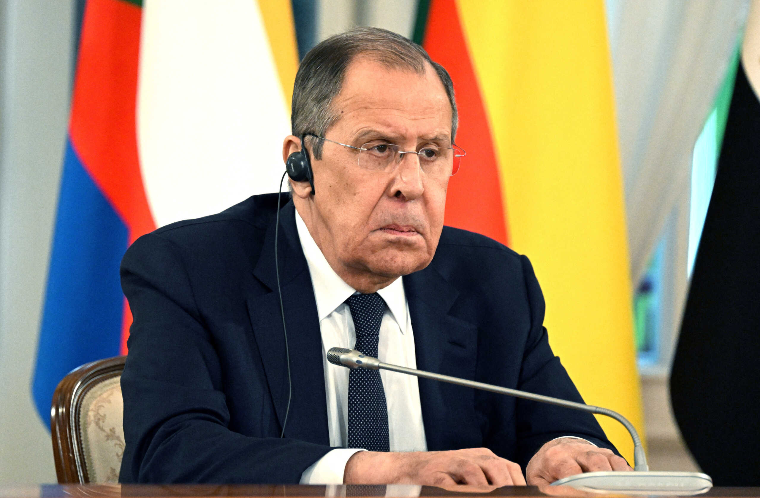 Russian Foreign Minister Sergei Lavrov attends a meeting of Russian President Vladimir Putin with delegation of African leaders to discuss their proposal for peace talks between Russia and Ukraine, in Saint Petersburg, Russia June 17, 2023. Pavel Bednyakov