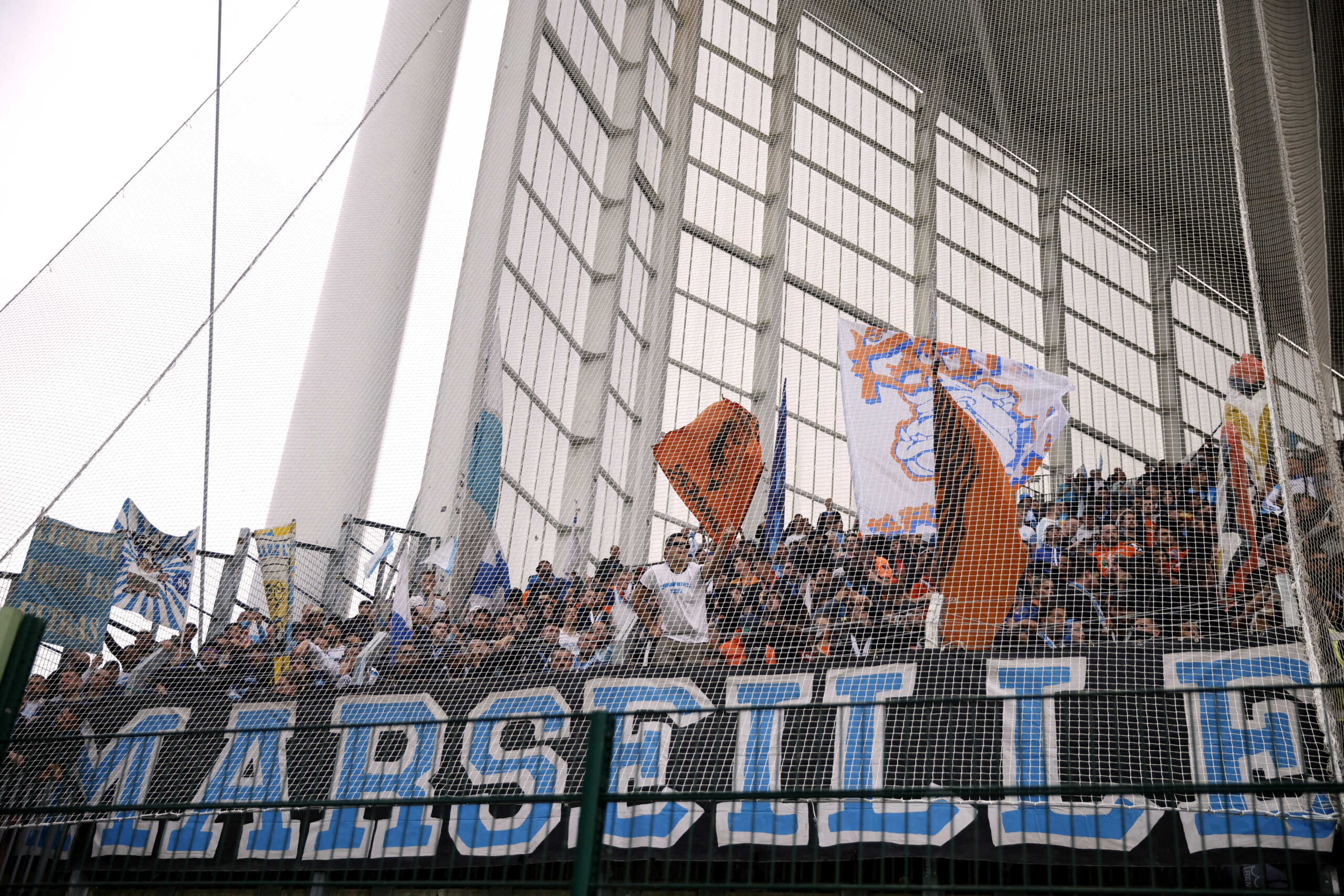 Soccer Football - Ligue 1 - RC Lens v Olympique de Marseille - Stade Bollaert-Delelis, Lens, France - May 6, 2023 Olympique de Marseille fans inside the stadium before the match REUTERS