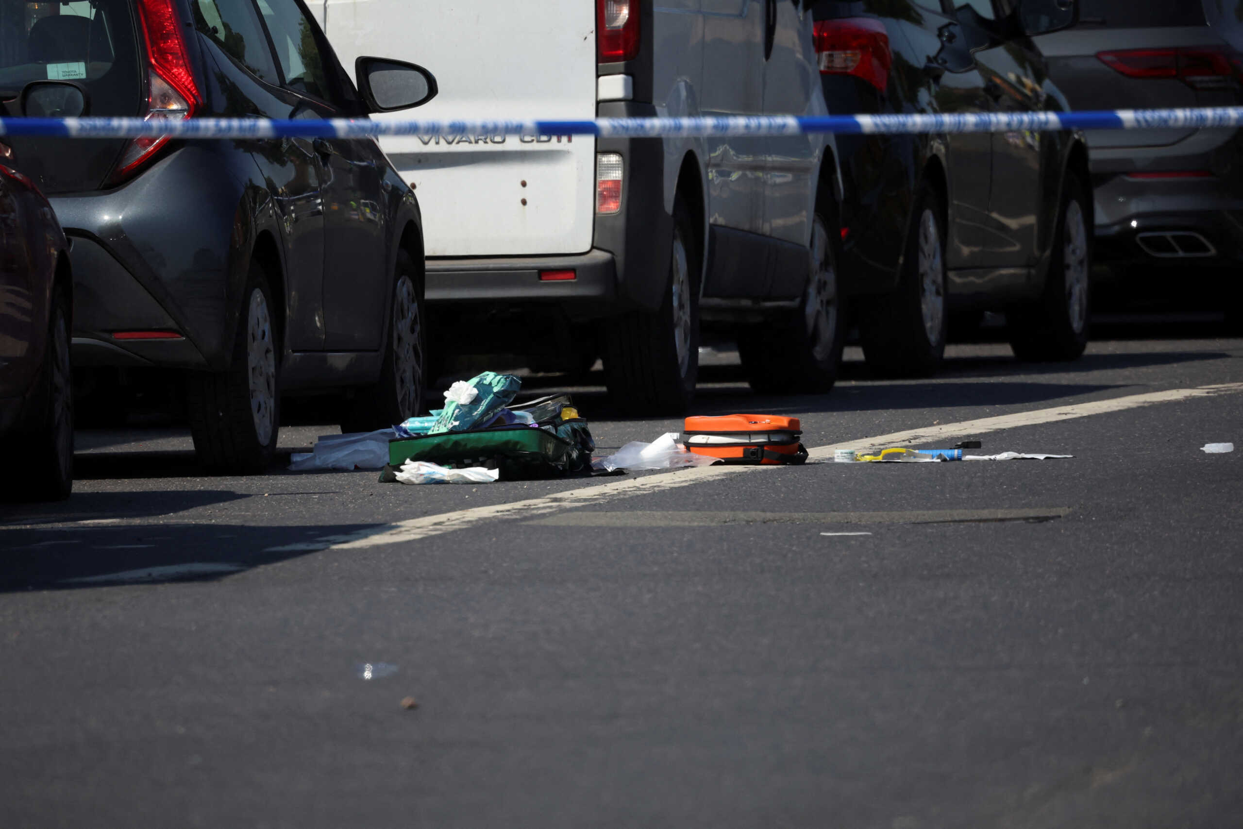 Medical equipment lies on Ilkeston Road following a major incident in Nottingham city centre, Nottingham, Britain, June 13, 2023.  REUTERS