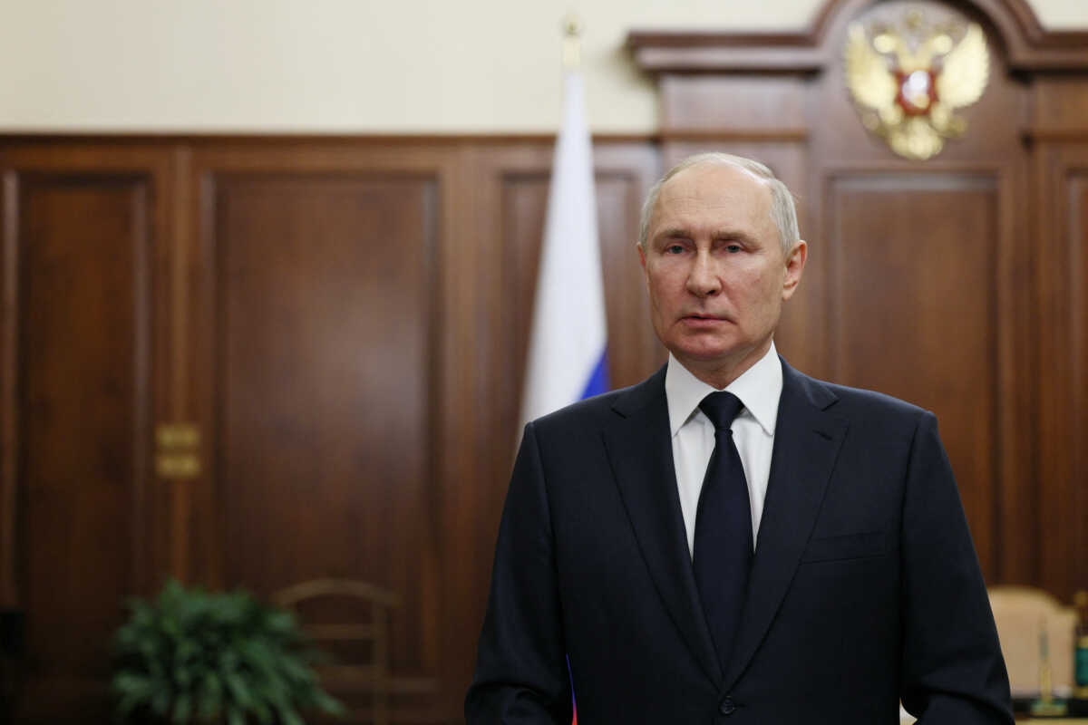 Russian President Vladimir Putin gives a televised address in Moscow, Russia, June 26, 2023. Sputnik