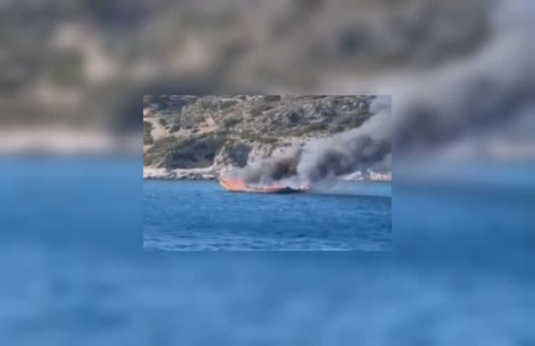 Βίντεο από το τουρκικό σκάφος που καίγεται πριν βυθιστεί στην Ρόδο - Συνελήφθη ο καπετάνιος