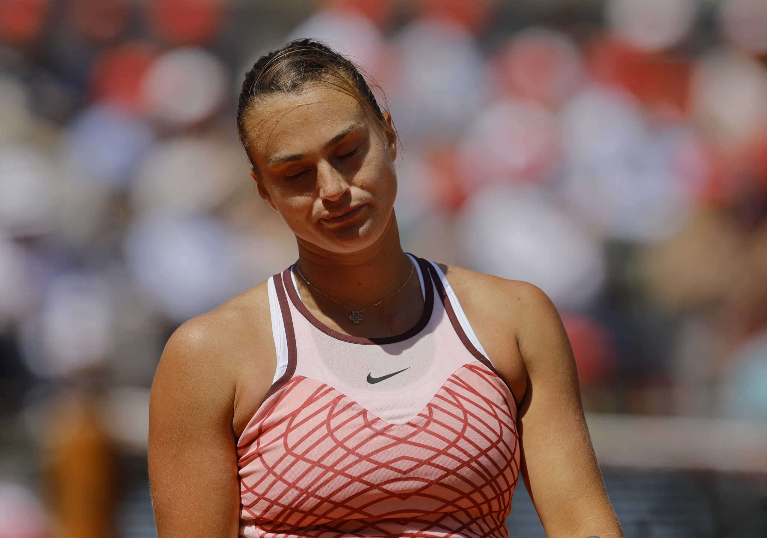 Tennis - French Open - Roland Garros, Paris, France - June 2, 2023  Belarus' Aryna Sabalenka reacts during her third round match against Russia's Kamilla Rakhimova REUTERS