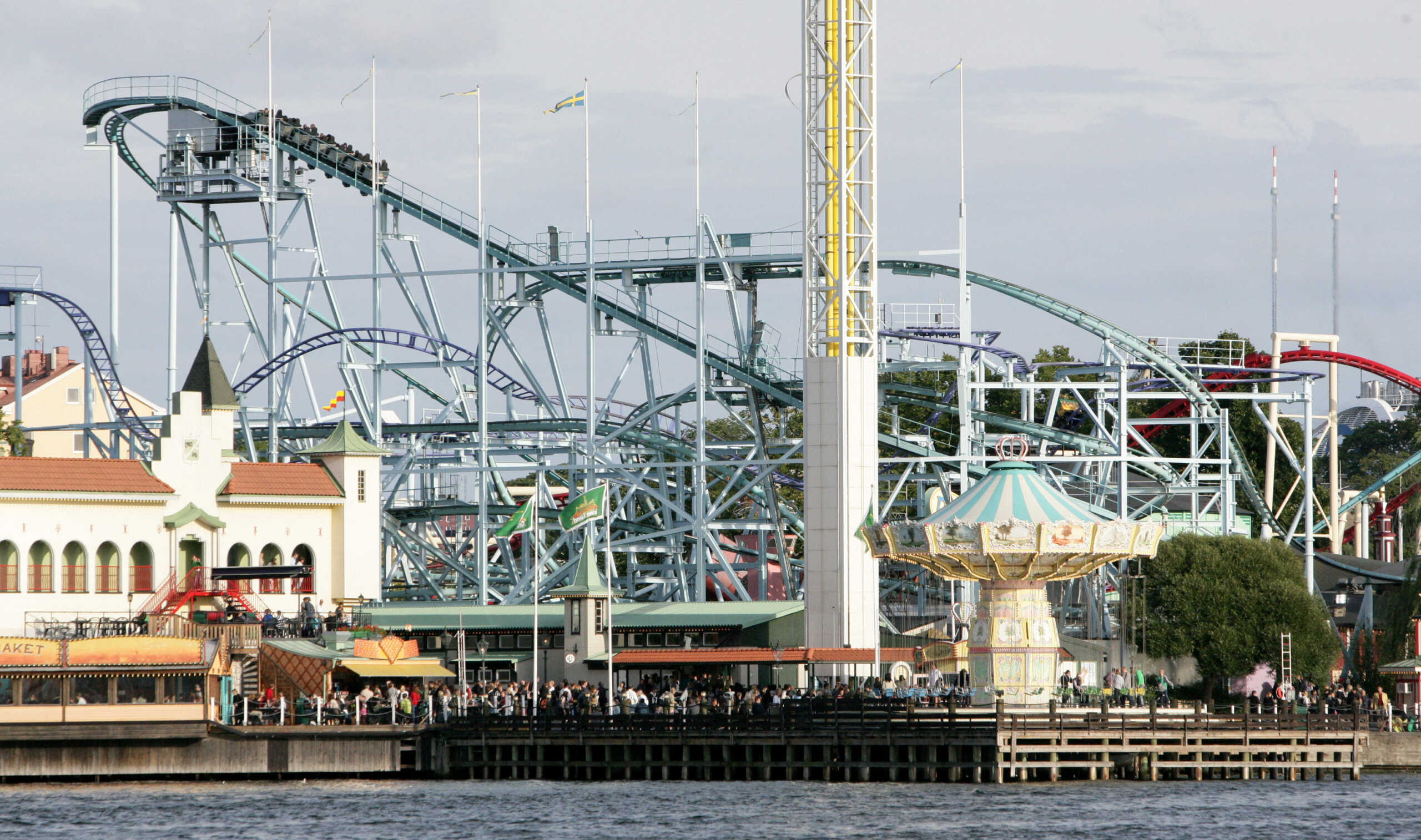 People visit Grona Lund amusement park in Stockholm, Sweden, September 5, 2009. A fatal accident took place on the park's roller coaster Jetline on June 25, 2023, according to local media. Fredrik Persson