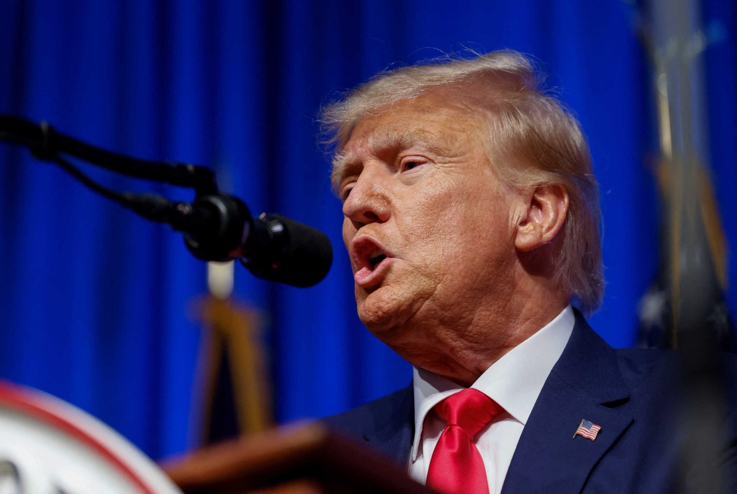 FILE PHOTO: Former U.S. President and Republican presidential candidate Donald Trump speaks at the North Carolina Republican Party convention in Greensboro, North Carolina, U.S. June 10, 2023.  REUTERS