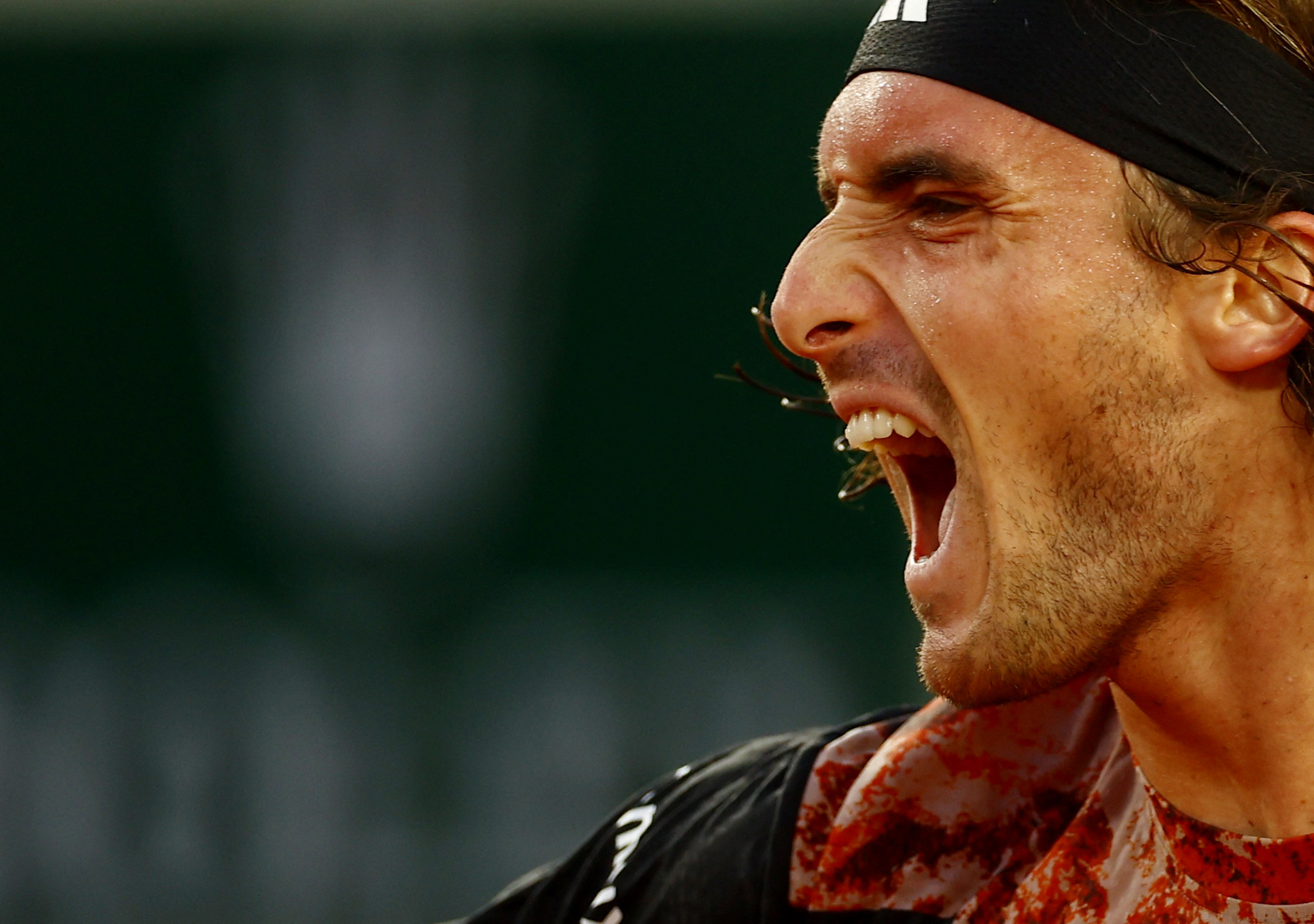 Tennis - French Open - Roland Garros, Paris, France - June 2, 2023  Greece's Stefanos Tsitsipas celebrates winning his third round match against Argentina's Diego Schwartzman REUTERS