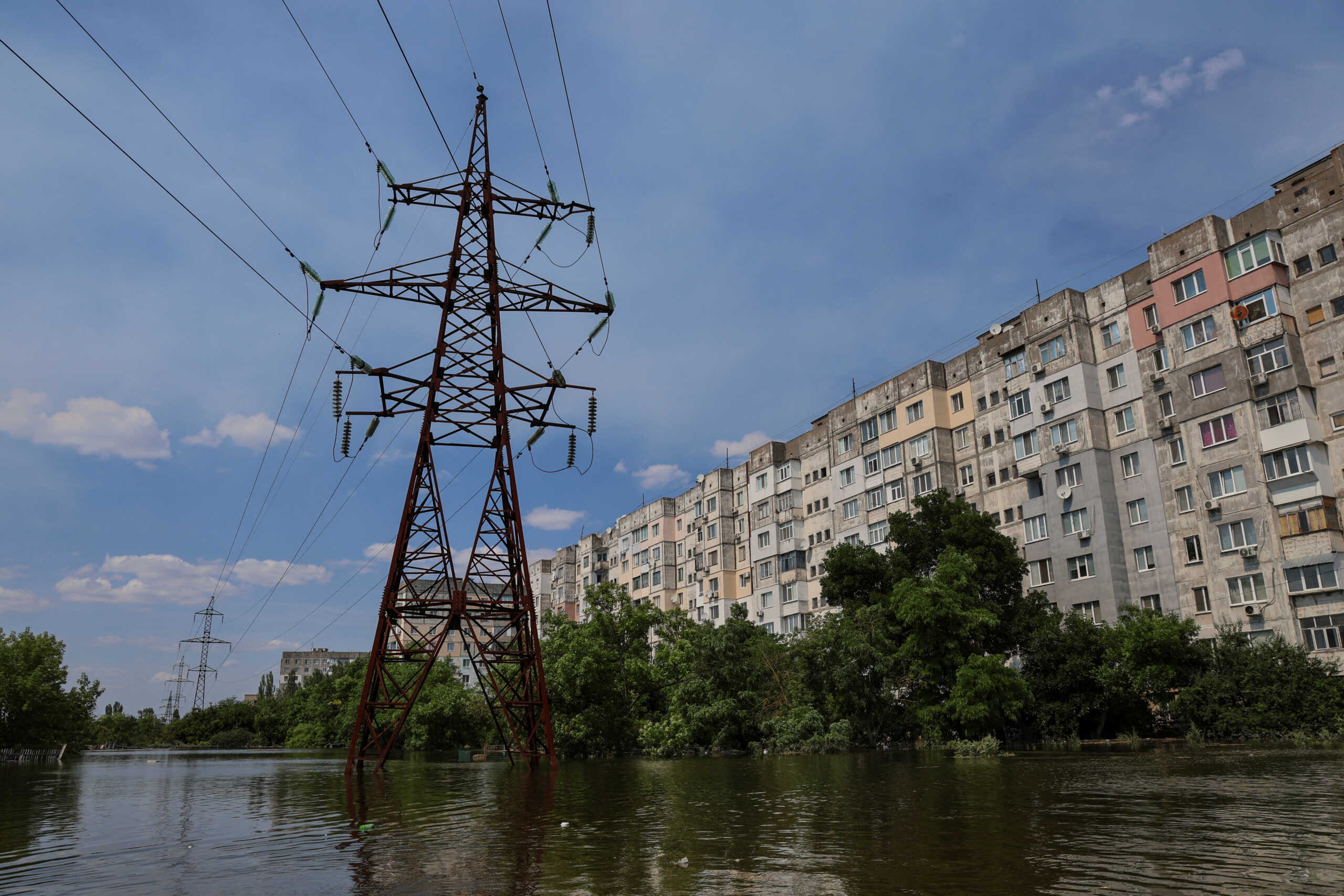 A view shows a flooded area after the Nova Kakhovka dam breached, amid Russia's attack on Ukraine, in Kherson, Ukraine June 9, 2023. REUTERS