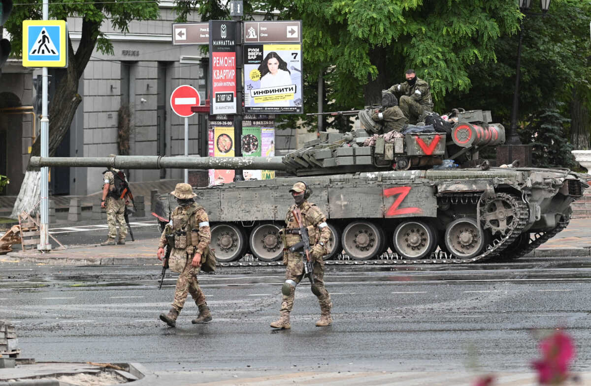 Fighters of Wagner private mercenary group are deployed in a street near the headquarters of the Southern Military District in the city of Rostov-on-Don, Russia, June 24, 2023. REUTERS