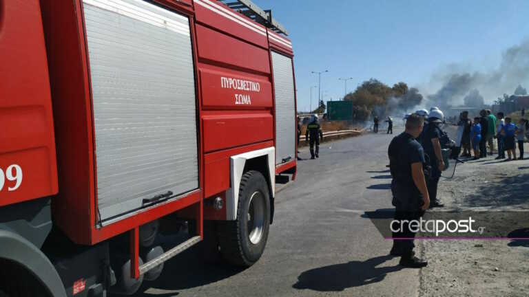 Φωτιά στα Δύο Αοράκια του Ηρακλείου κοντά σε καταυλισμό ρομά - Άμεση κινητοποίηση της πυροσβεστικής