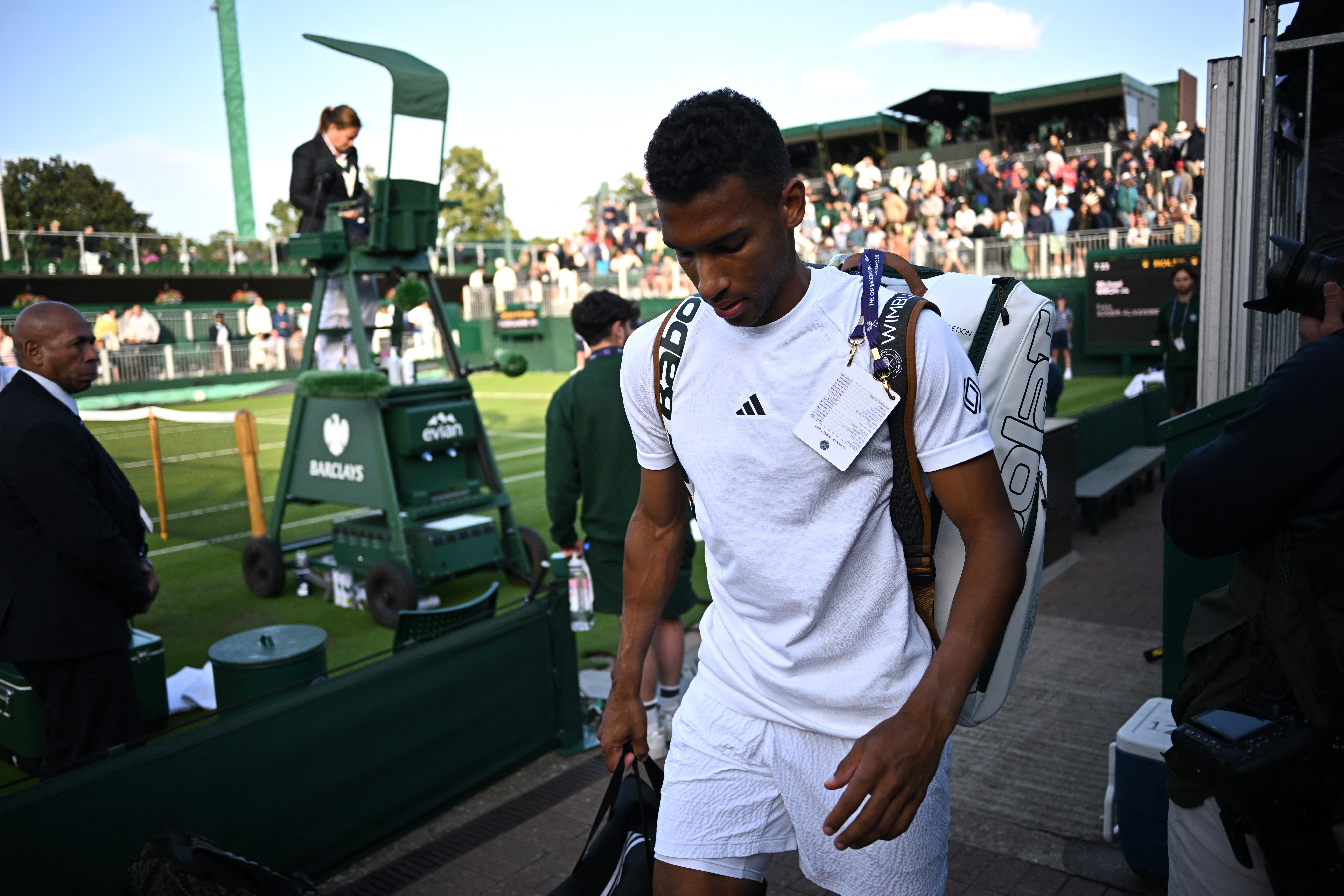 Tennis - Wimbledon - All England Lawn Tennis and Croquet Club, London, Britain - July 3, 2023 Canada's Felix Auger Aliassime looks dejected after his first round match against Michael Mmoh of the U.S. REUTERS