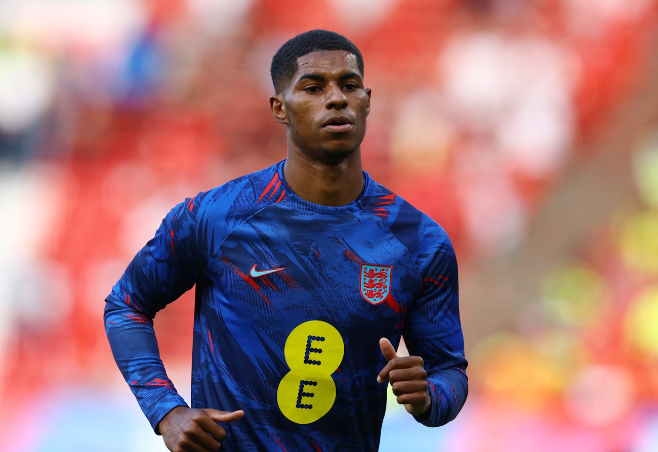 Soccer Football - UEFA Euro 2024 Qualifier - Group C - England v North Macedonia - Old Trafford, Manchester, Britain - June 19, 2023 England's Marcus Rashford during the warm up before the match REUTERS