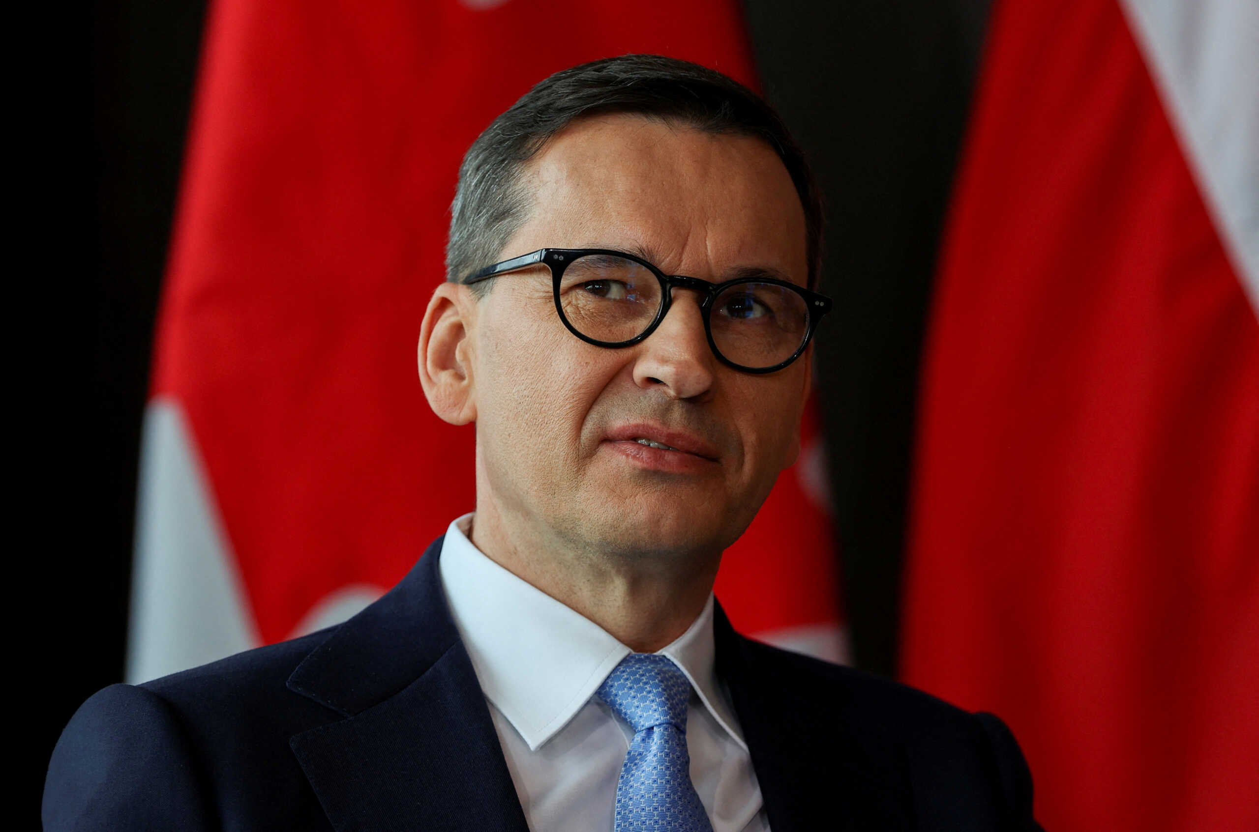 FILE PHOTO: Polish Prime Minister Mateusz Morawiecki pictured at a meeting with Canadian Prime Minister Justin Trudeau (not pictured) in Toronto, Ontario, Canada, June 2, 2023. REUTERS