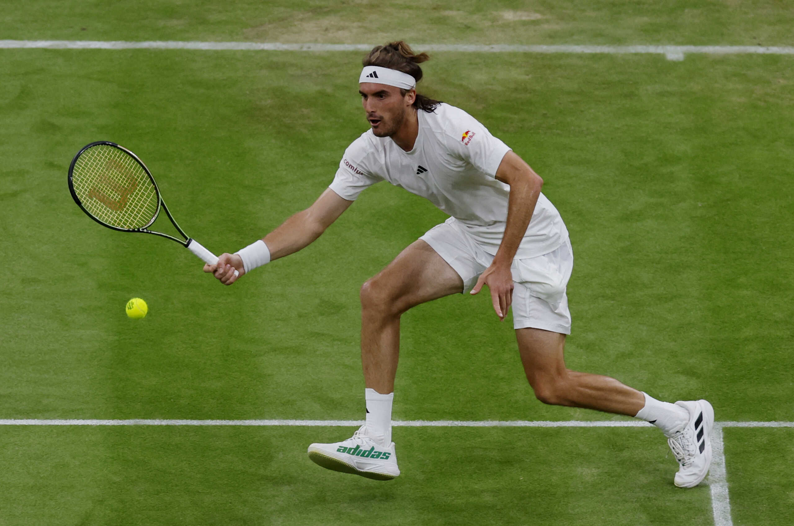 Tennis - Wimbledon - All England Lawn Tennis and Croquet Club, London, Britain - July 6, 2023 Greece's Stefanos Tsitsipas in action during his second round match against Britain’s Andy Murray REUTERS