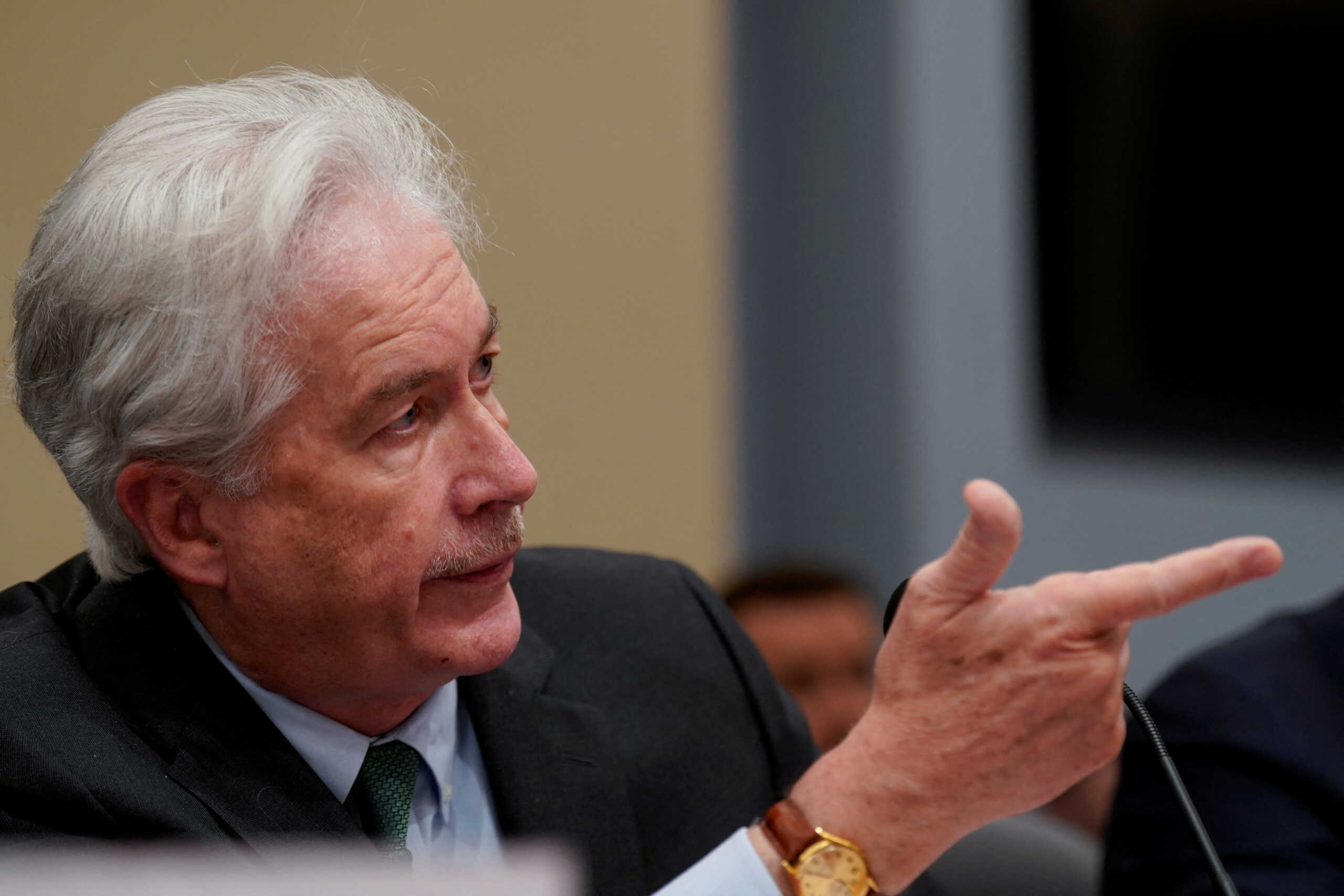 FILE PHOTO: CIA Director William Burns testifies before a House Intelligence Committee hearing on "worldwide threats to U.S. security", on Capitol Hill in Washington, U.S., March 9, 2023. REUTERS