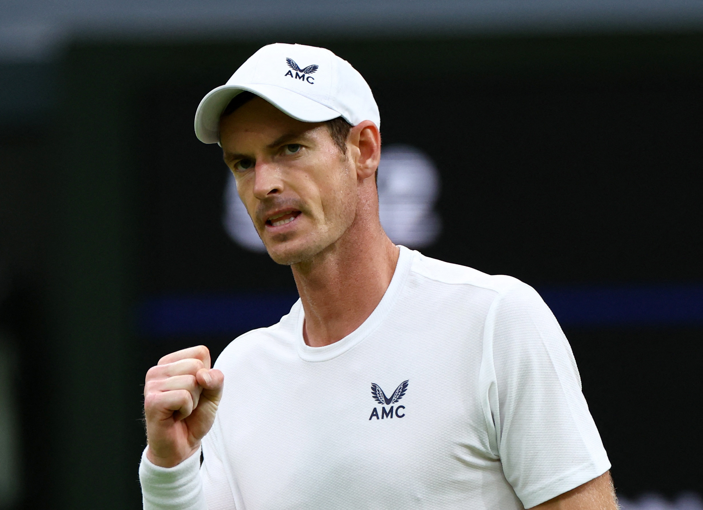 Tennis - Wimbledon - All England Lawn Tennis and Croquet Club, London, Britain - July 4, 2023 Britain’s Andy Murray celebrates after winning his first round match against Britain’s Ryan Peniston REUTERS