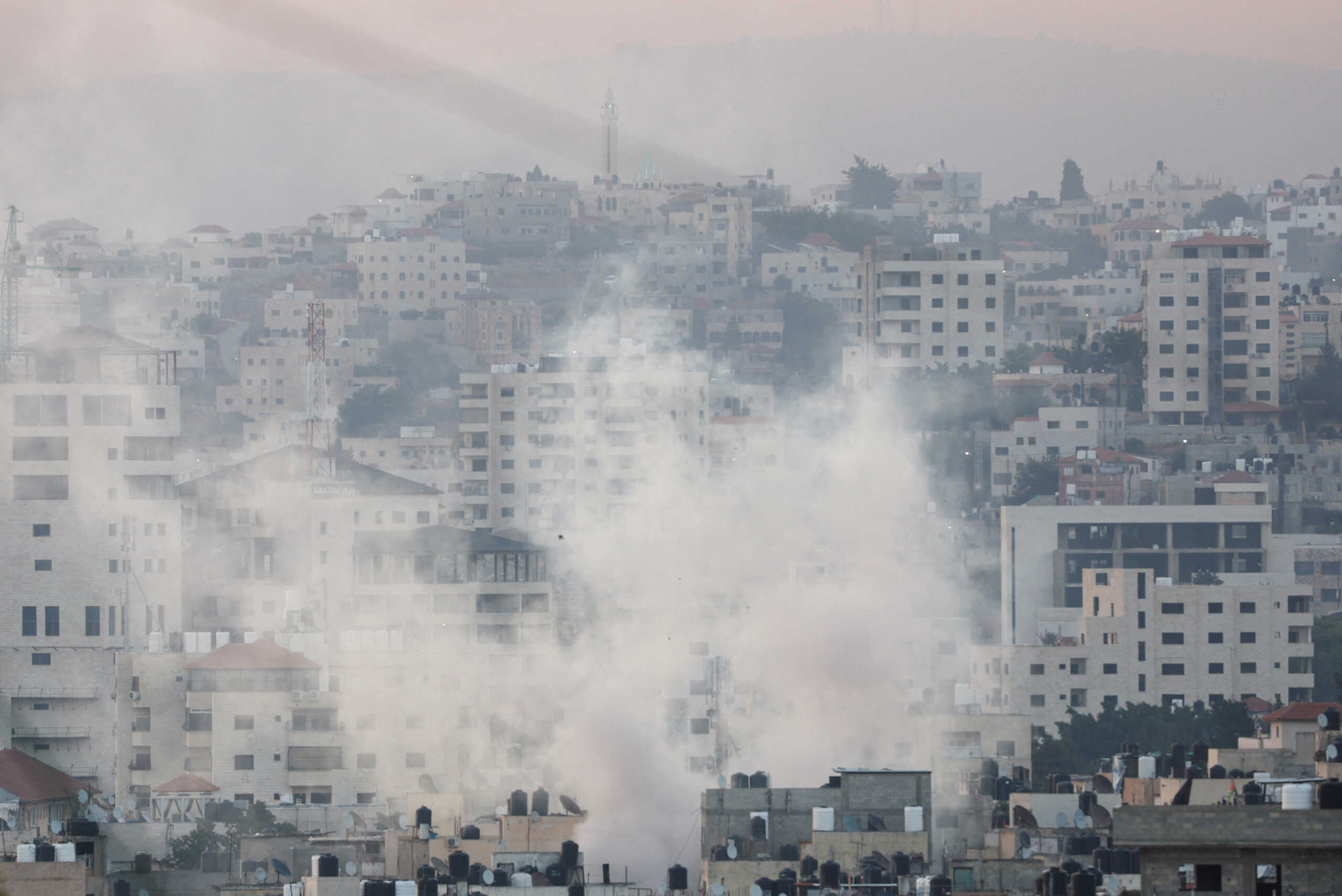 Smoke rises during an Israeli military operation in Jenin, in the Israeli-occupied West Bank July 3, 2023. REUTERS