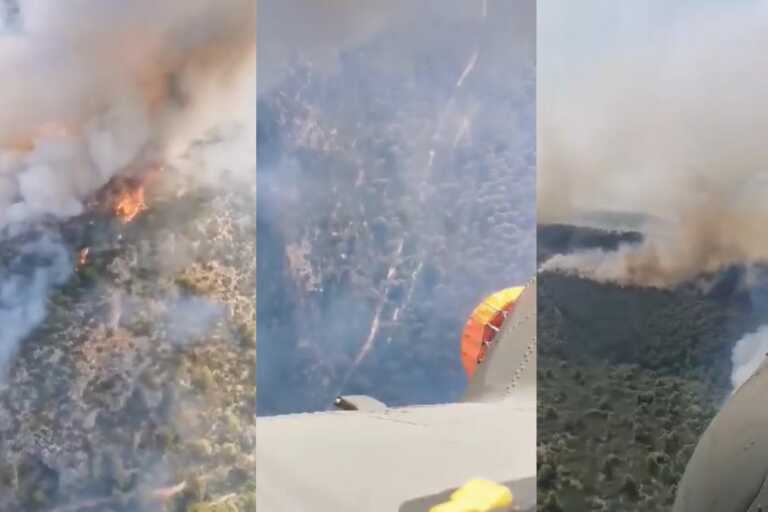 Η μάχη με τις φλόγες από ψηλά - Οι εικόνες μέσα από τα ελικόπτερα στα Δερβενοχώρια