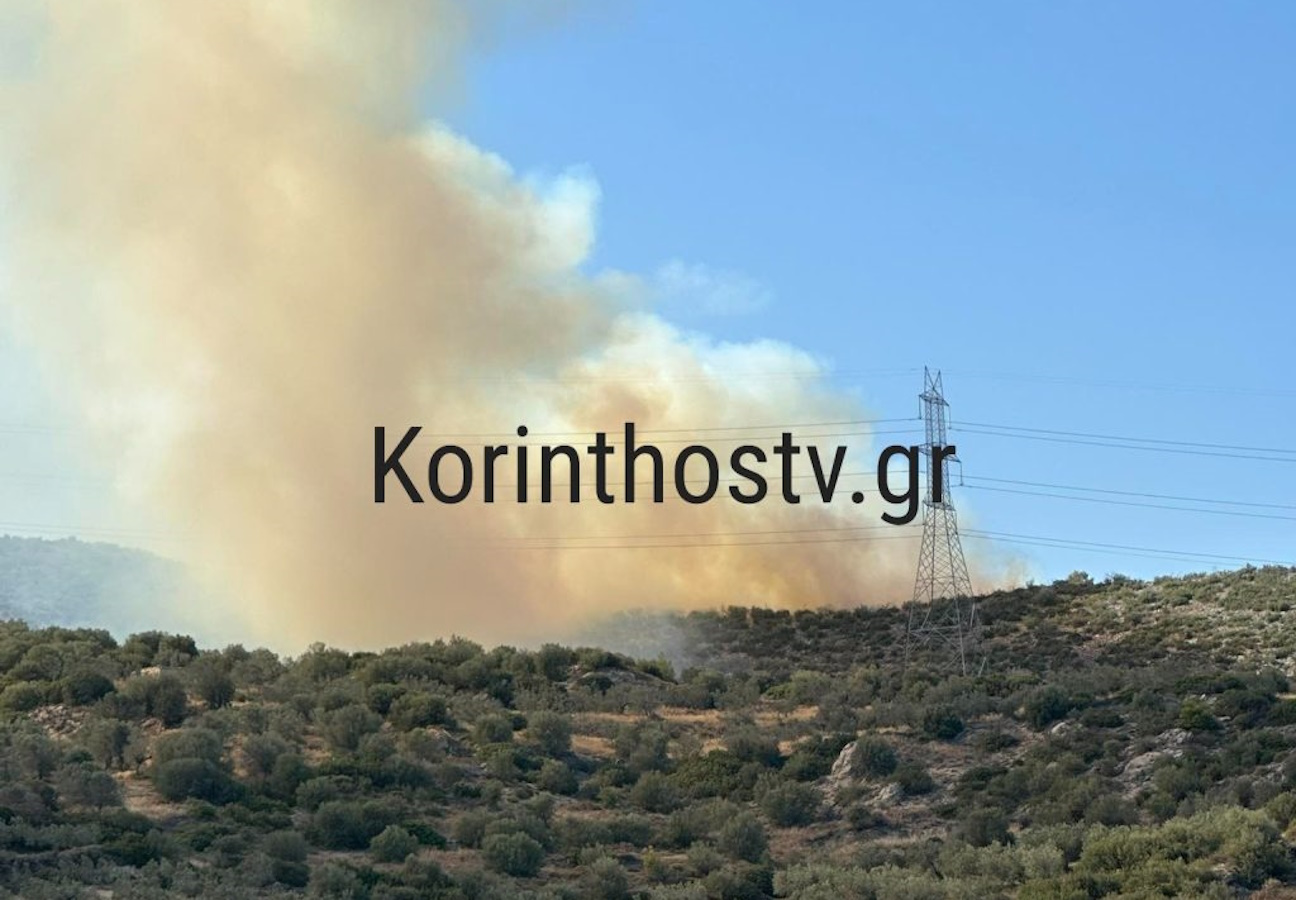 Φωτιά στην Κόρινθο: Καίει σε δασική έκταση