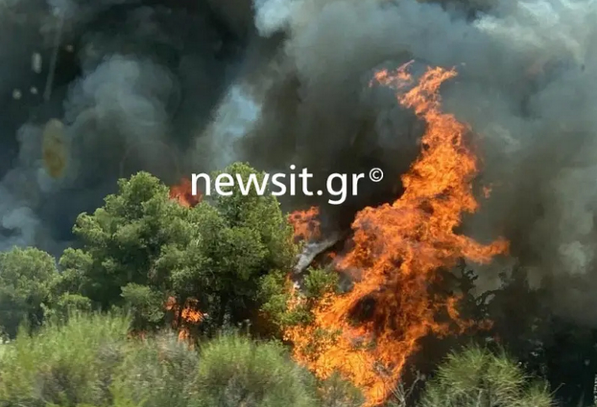 Φωτιά στην εθνική οδό Αθηνών – Λαμίας μετά από τροχαίο στο ύψος της λίμνης Υλίκης
