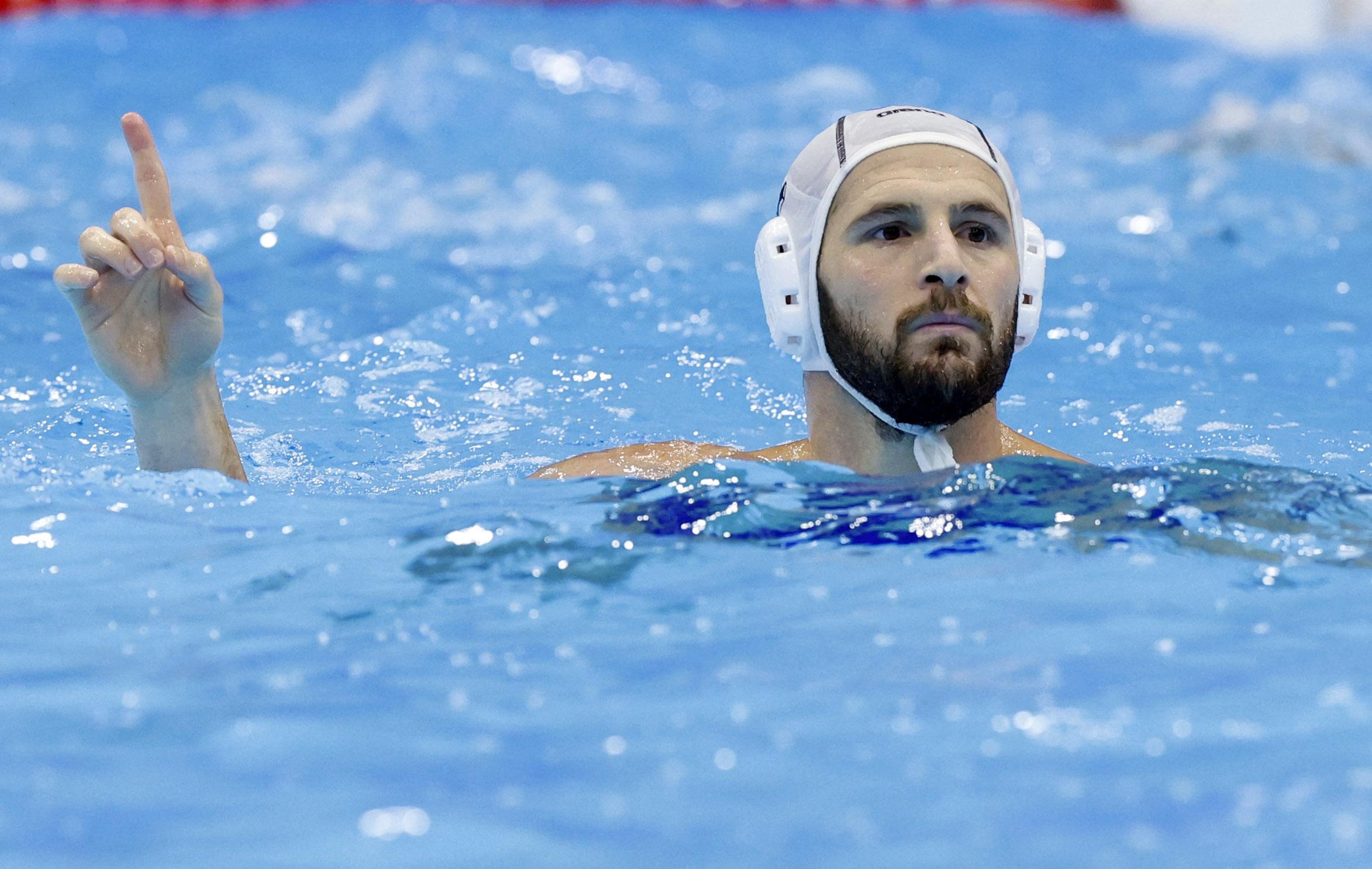 Fukuoka 2023 World Aquatics Championships - Water Polo - Men's Gold Medal Match - Greece v Hungary - Marine Messe Fukuoka Hall B, Fukuoka, Japan - July 29, 2023 Greece's Konstantinos Genidounias celebrates scoring a goal REUTERS