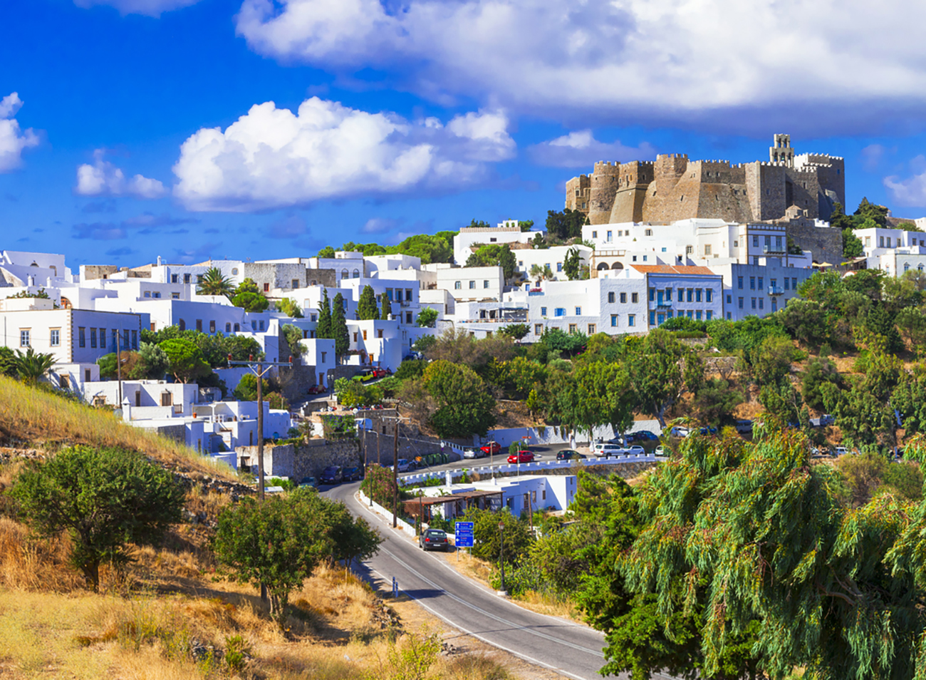 landmarks of Greece - famous monastery in Patmos island, Dodecanese