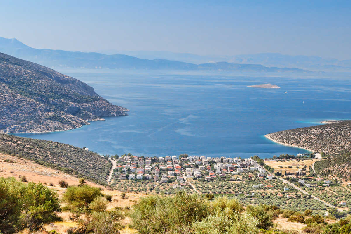 The beach Saranti of the Corinthian gulf, Greece