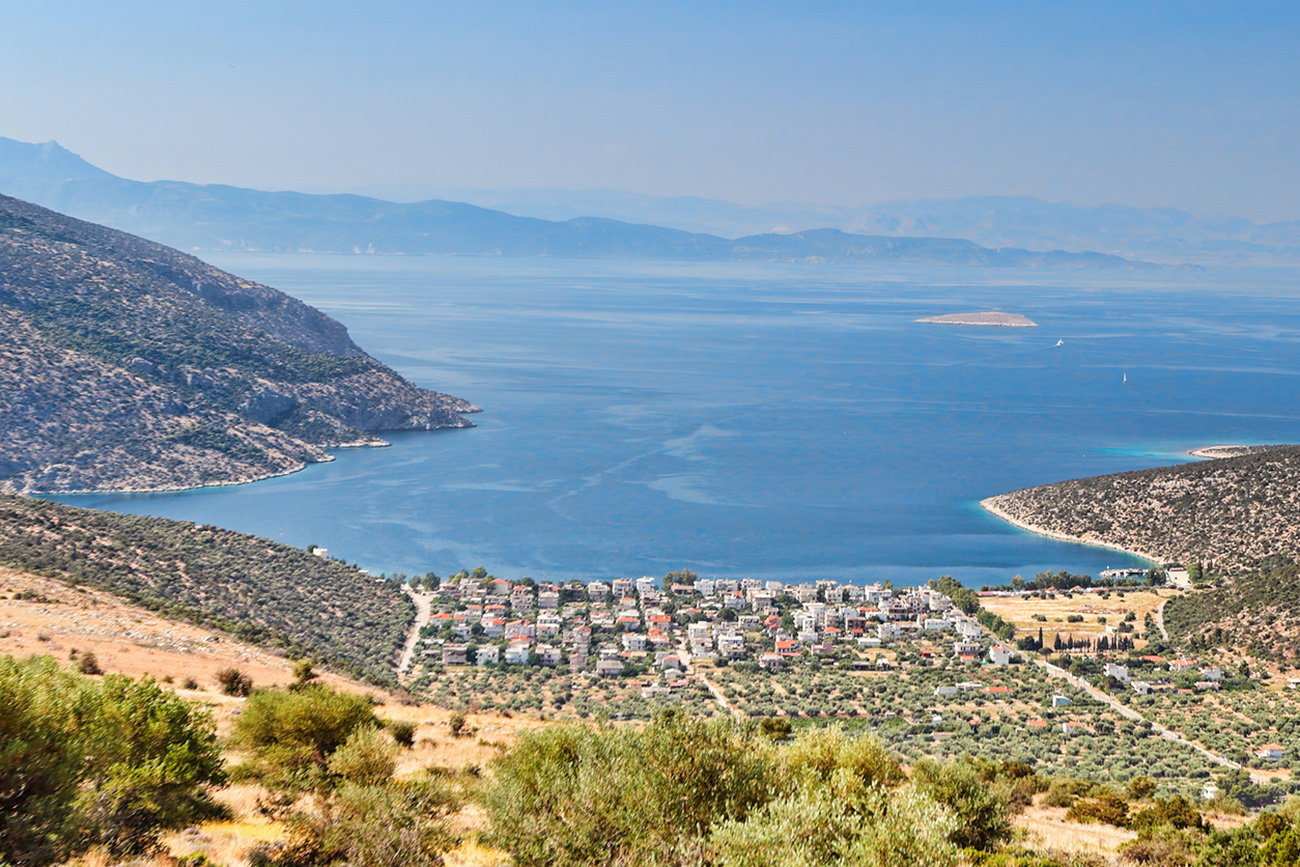The beach Saranti of the Corinthian gulf, Greece