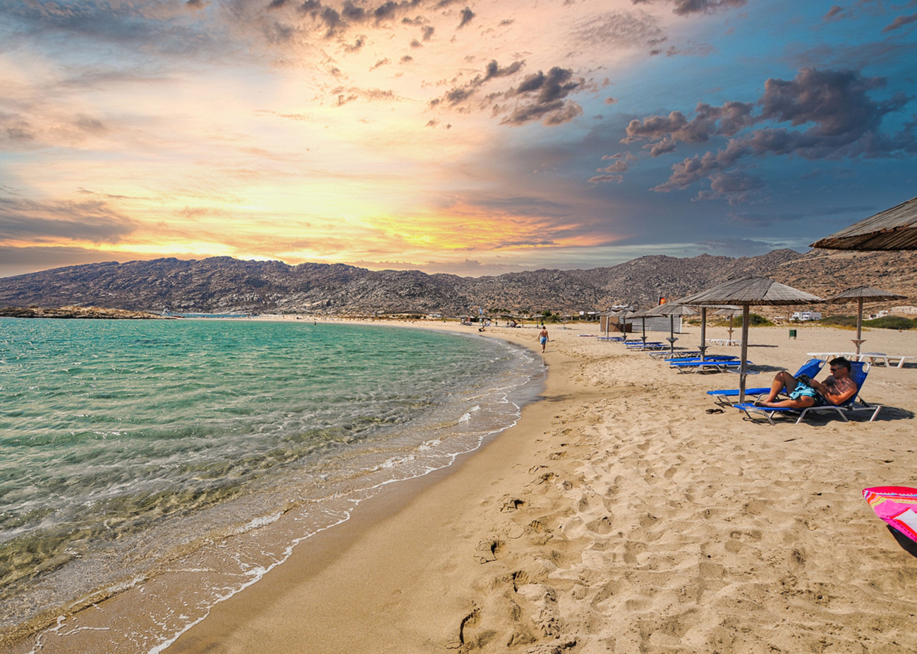 Ios islan, Greece – September 17, 2010: Greece, Ios island. September 19, 2010: The famous Manganari beach in the Cycladic island of Ios in Greece