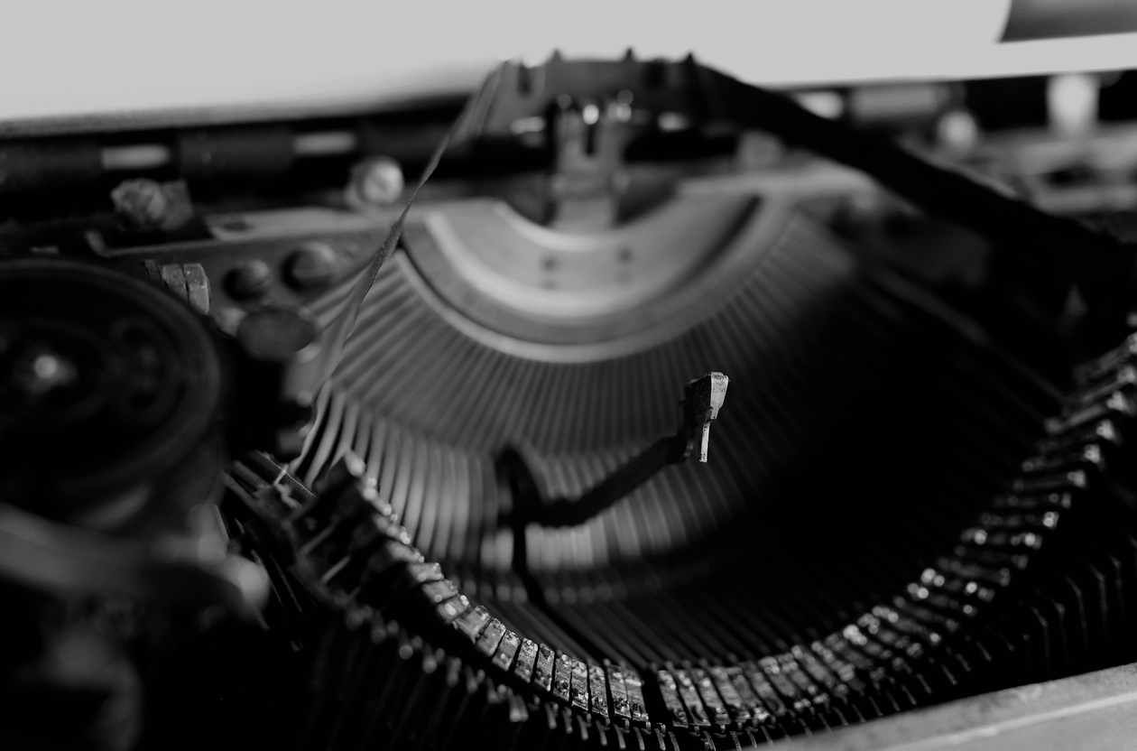 black and white retro typewriter letter