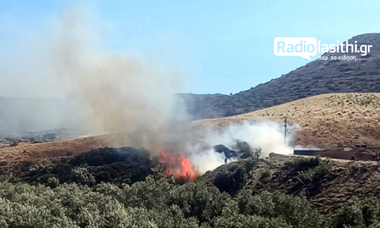 Φωτιά στην Ιεράπετρα κοντά σε πυρηνελαιουργείο – Πνέουν ισχυροί άνεμοι στην περιοχή